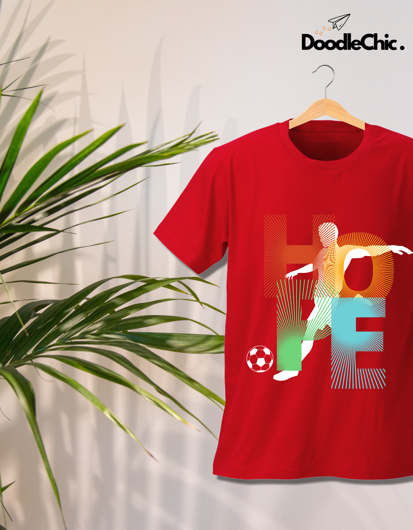 Hope Soccer Kids Organic Cotton T-shirt Red from DoodleChic