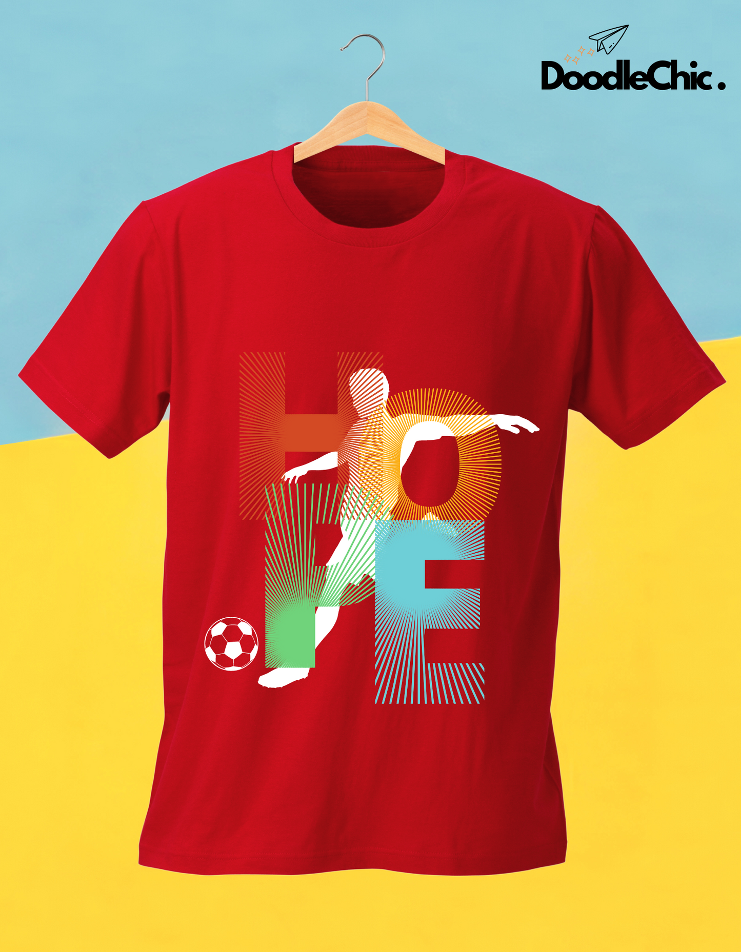 Hope Soccer Kids Organic Cotton T-shirt Red from DoodleChic