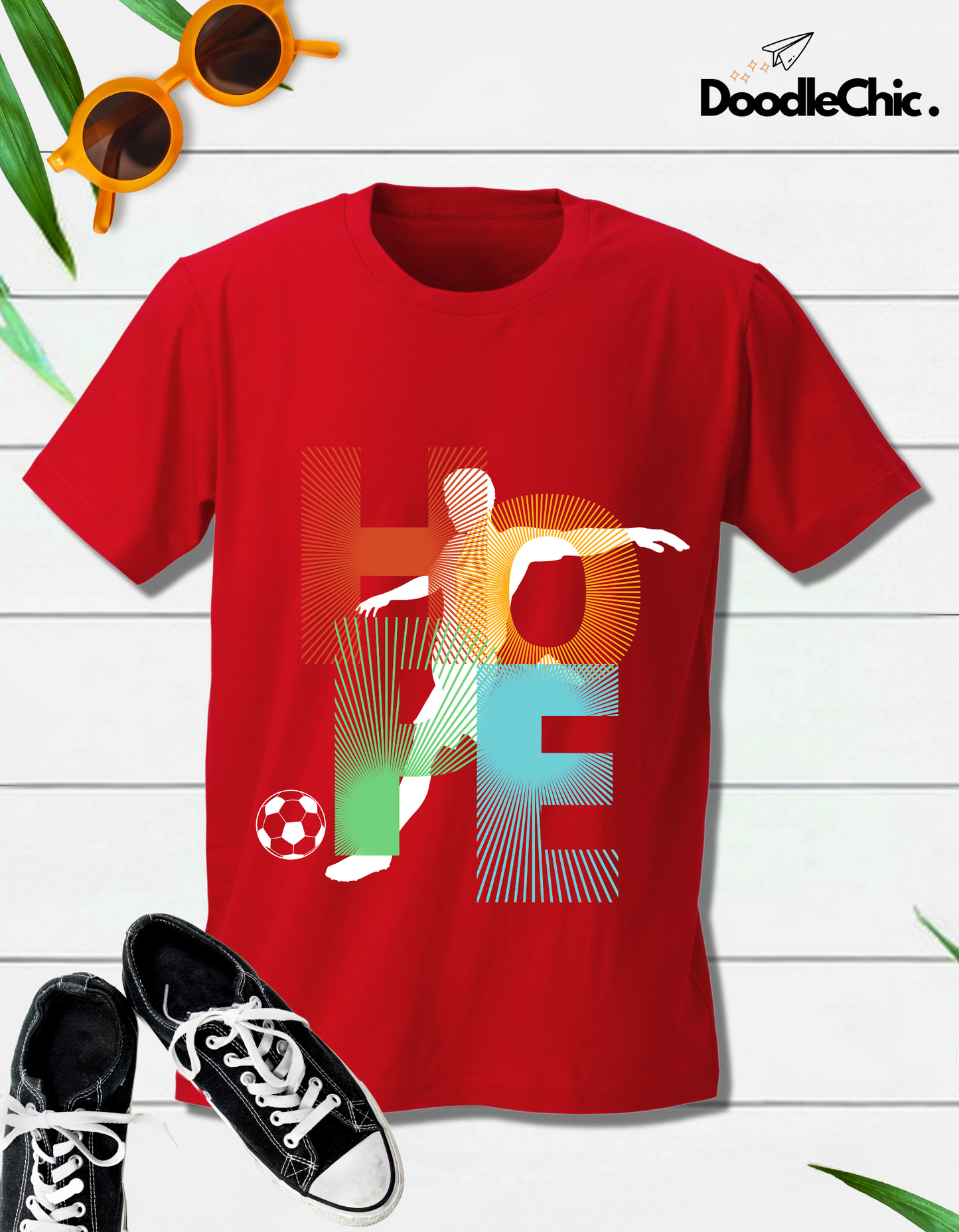 Hope Soccer Kids Organic Cotton T-shirt Red from DoodleChic