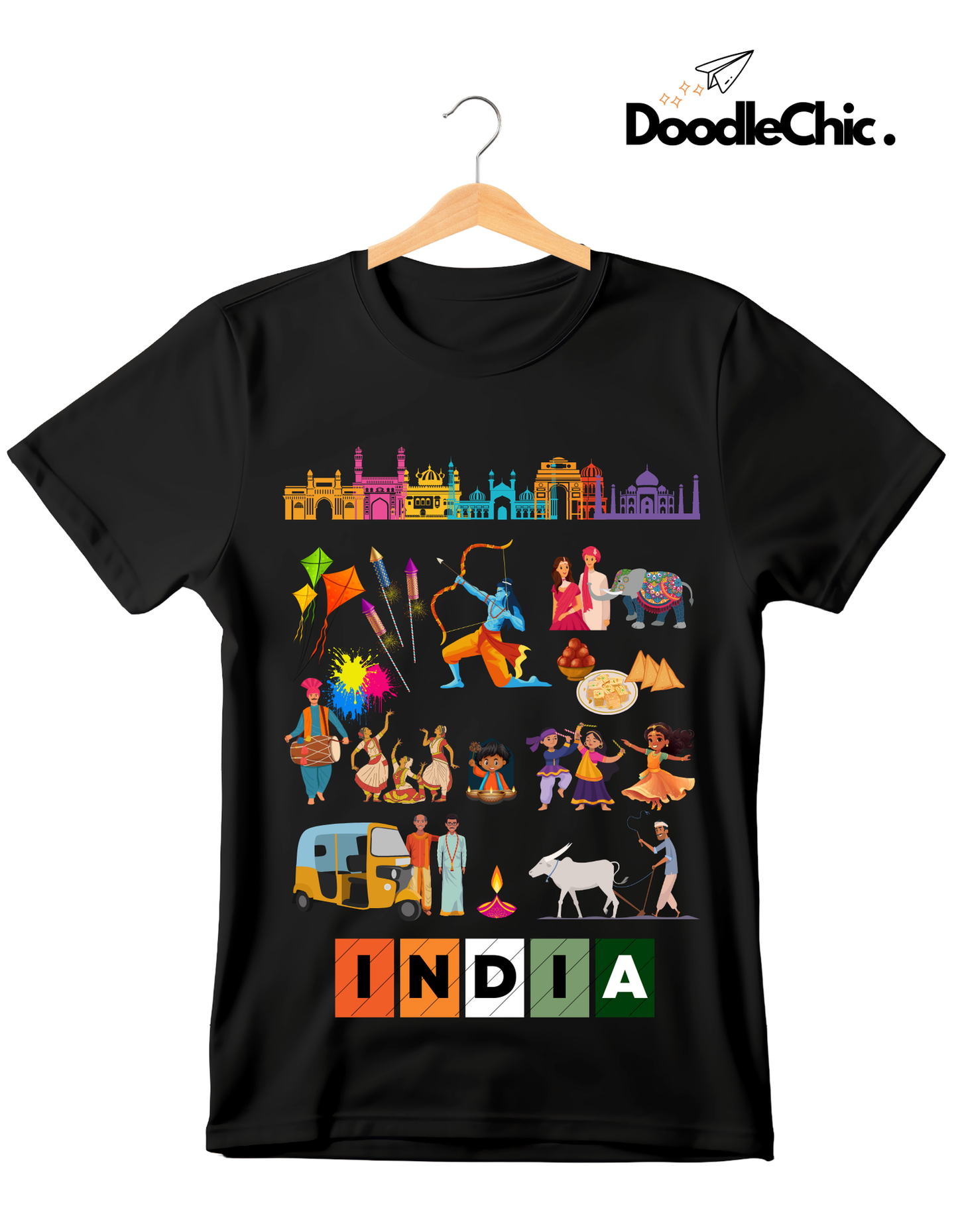 India Kids Organic Cotton T-shirt Black from DoodleChic