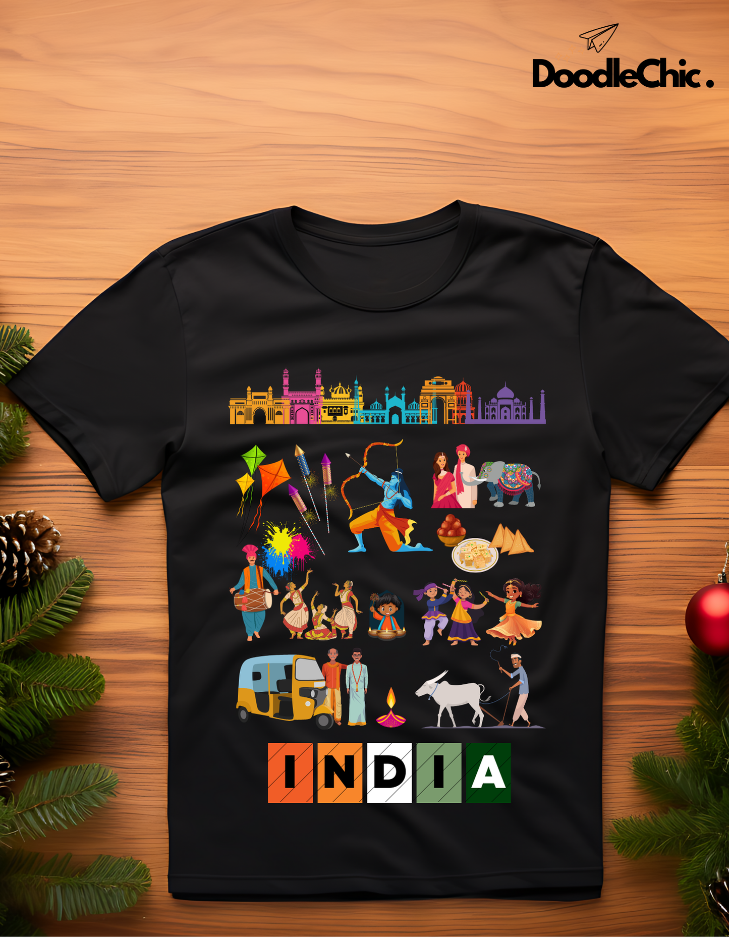 India Kids Organic Cotton T-shirt Black from DoodleChic