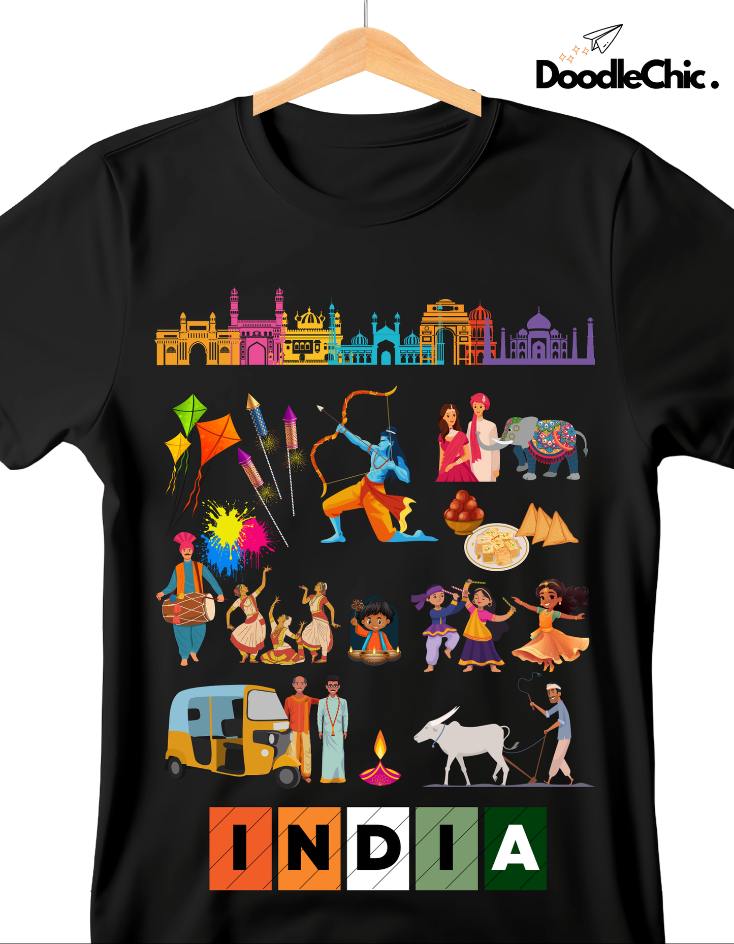 India Kids Organic Cotton T-shirt Black from DoodleChic