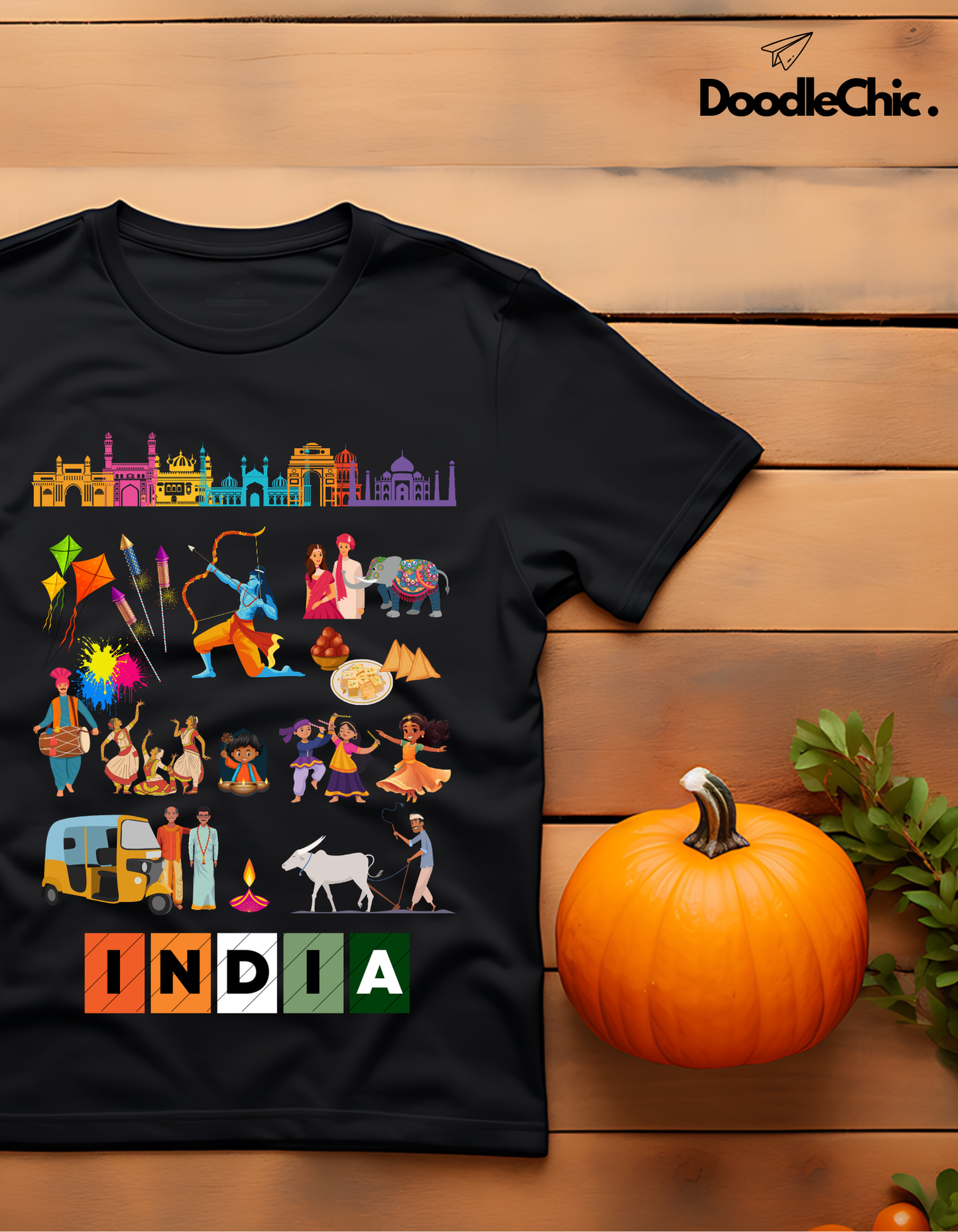 India Kids Organic Cotton T-shirt Black from DoodleChic