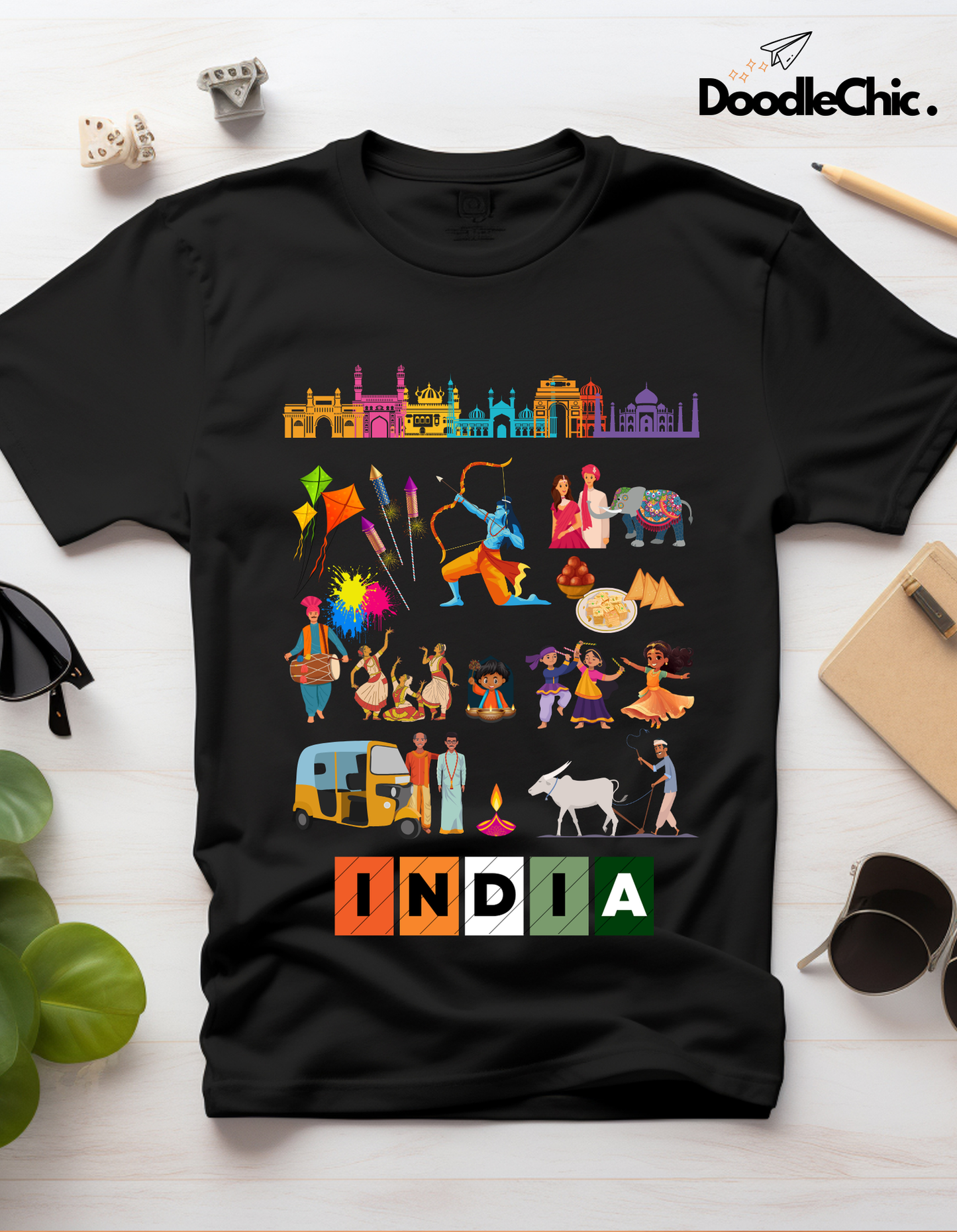 India Kids Organic Cotton T-shirt Black from DoodleChic