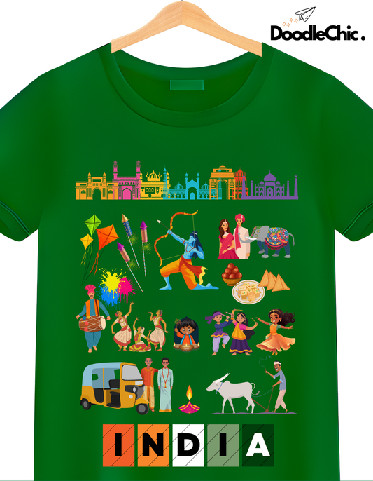 India Kids Organic Cotton T-shirt Green from DoodleChic