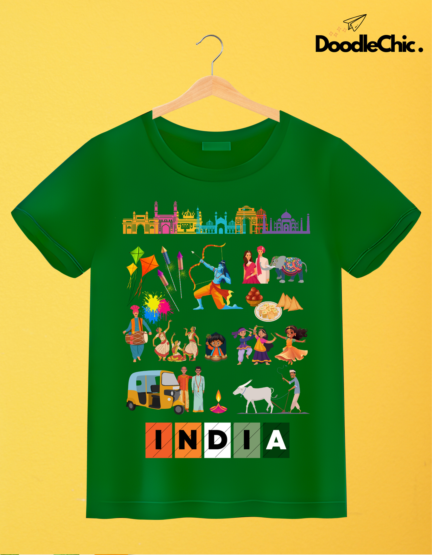 India Kids Organic Cotton T-shirt Green from DoodleChic