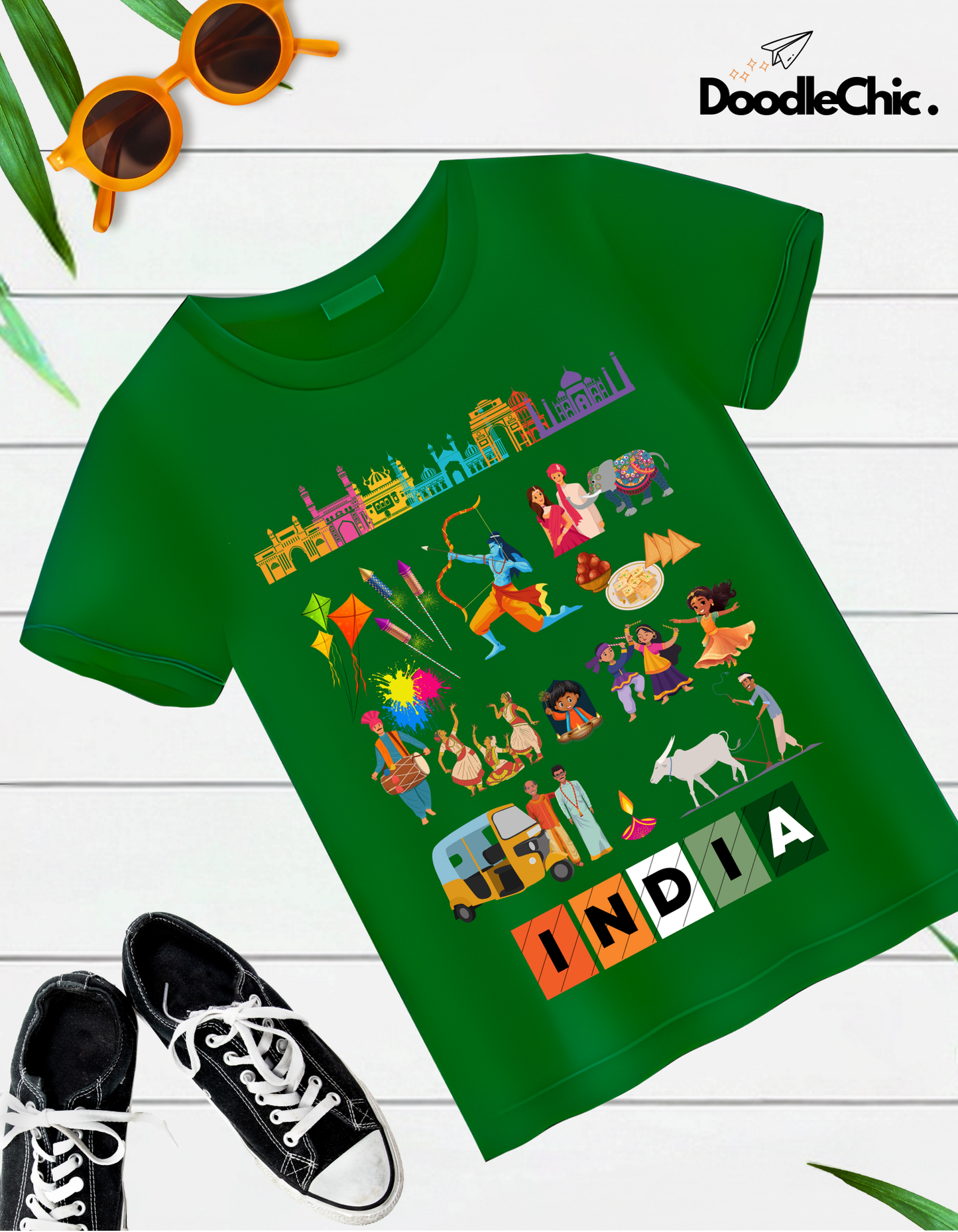 India Kids Organic Cotton T-shirt Green from DoodleChic
