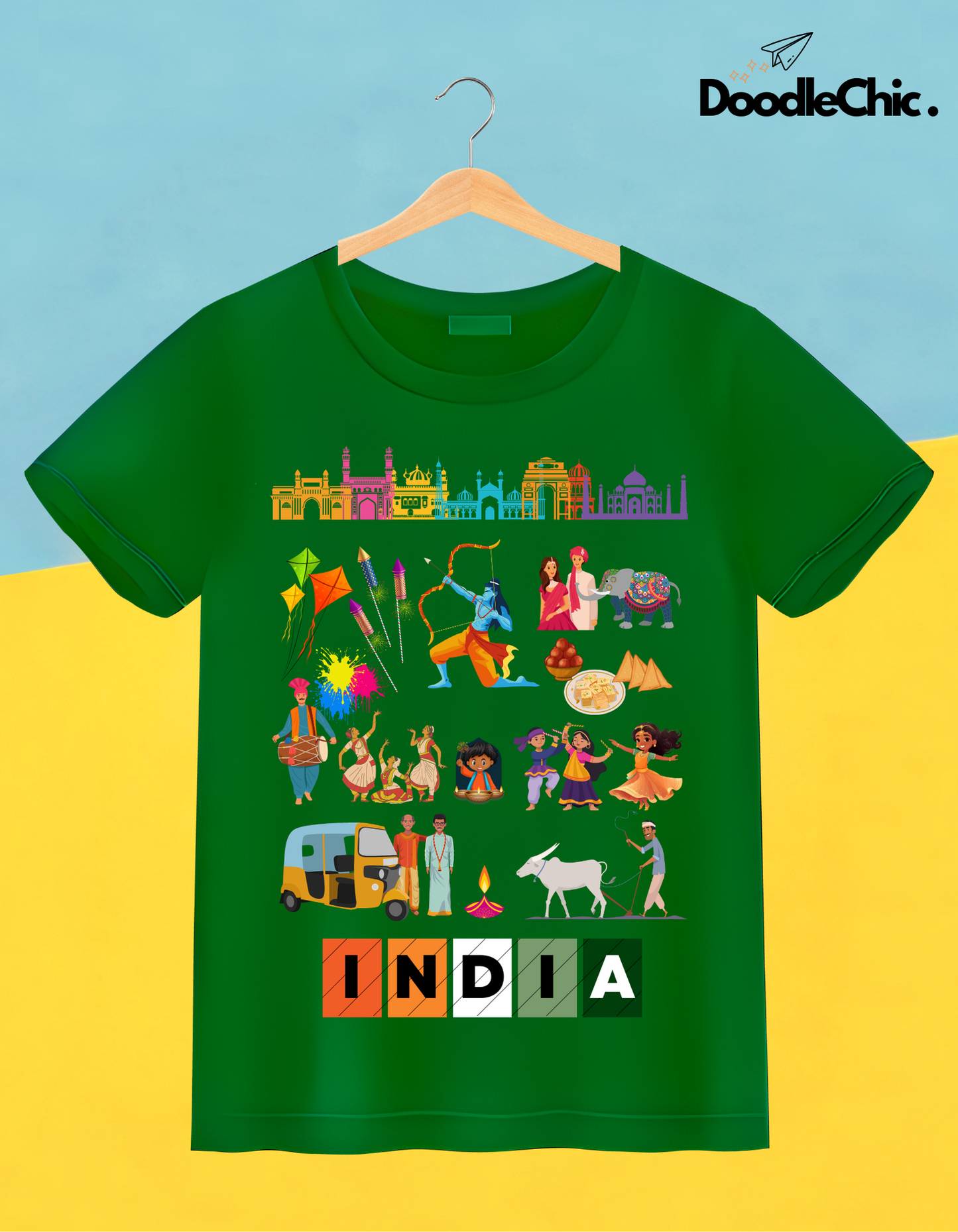 India Kids Organic Cotton T-shirt Green from DoodleChic