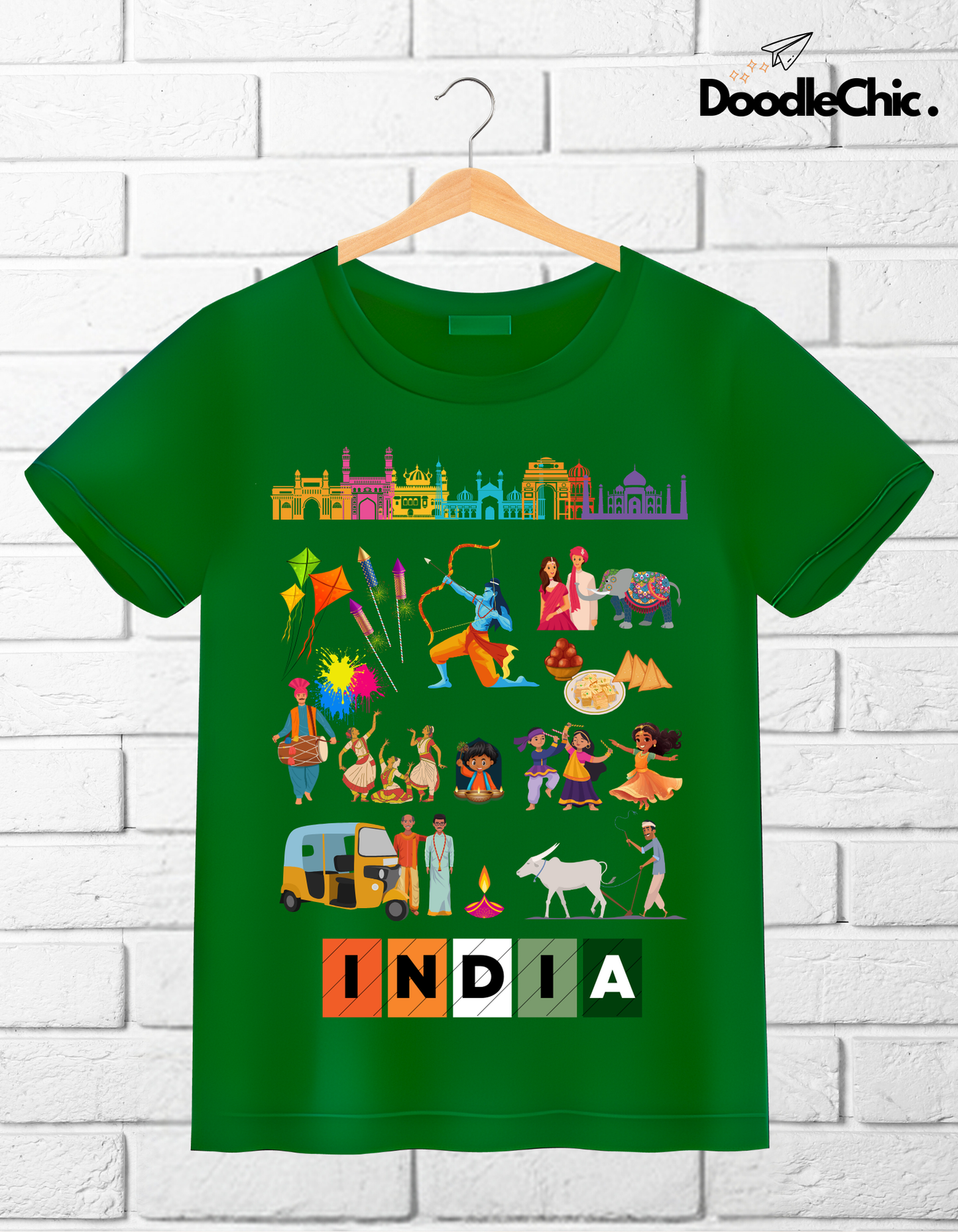 India Kids Organic Cotton T-shirt Green from DoodleChic