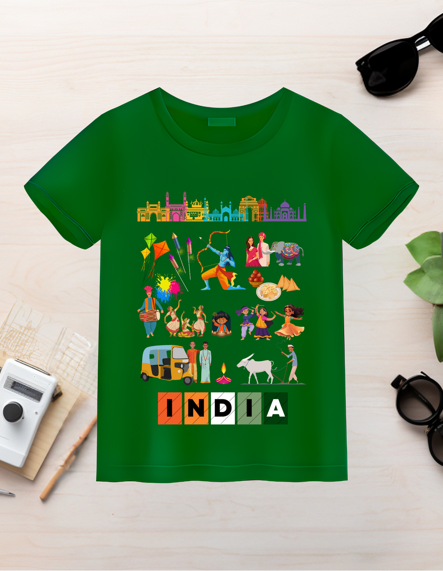 India Kids Organic Cotton T-shirt Green from DoodleChic