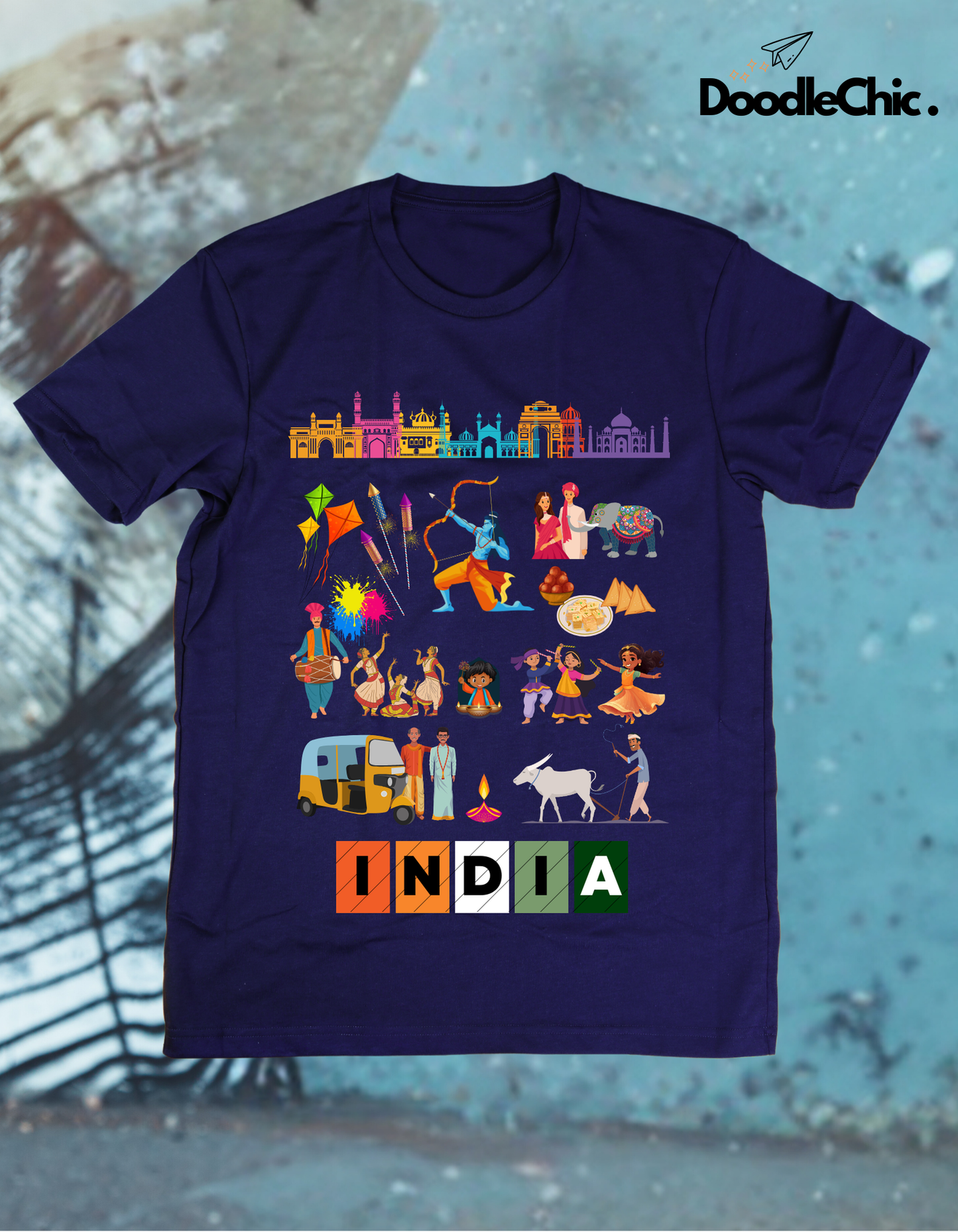 India Kids Organic Cotton T-shirt Navy Blue from DoodleChic