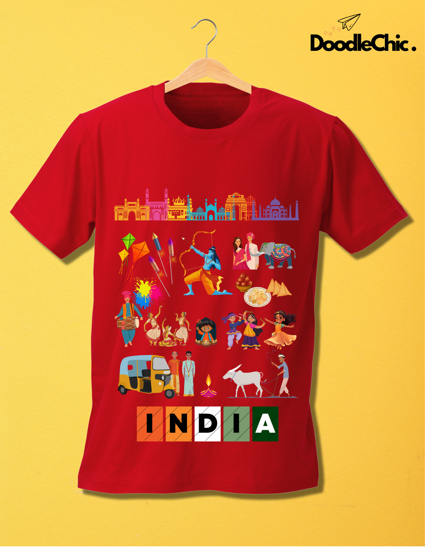 India Kids Organic Cotton T-shirt Red from DoodleChic