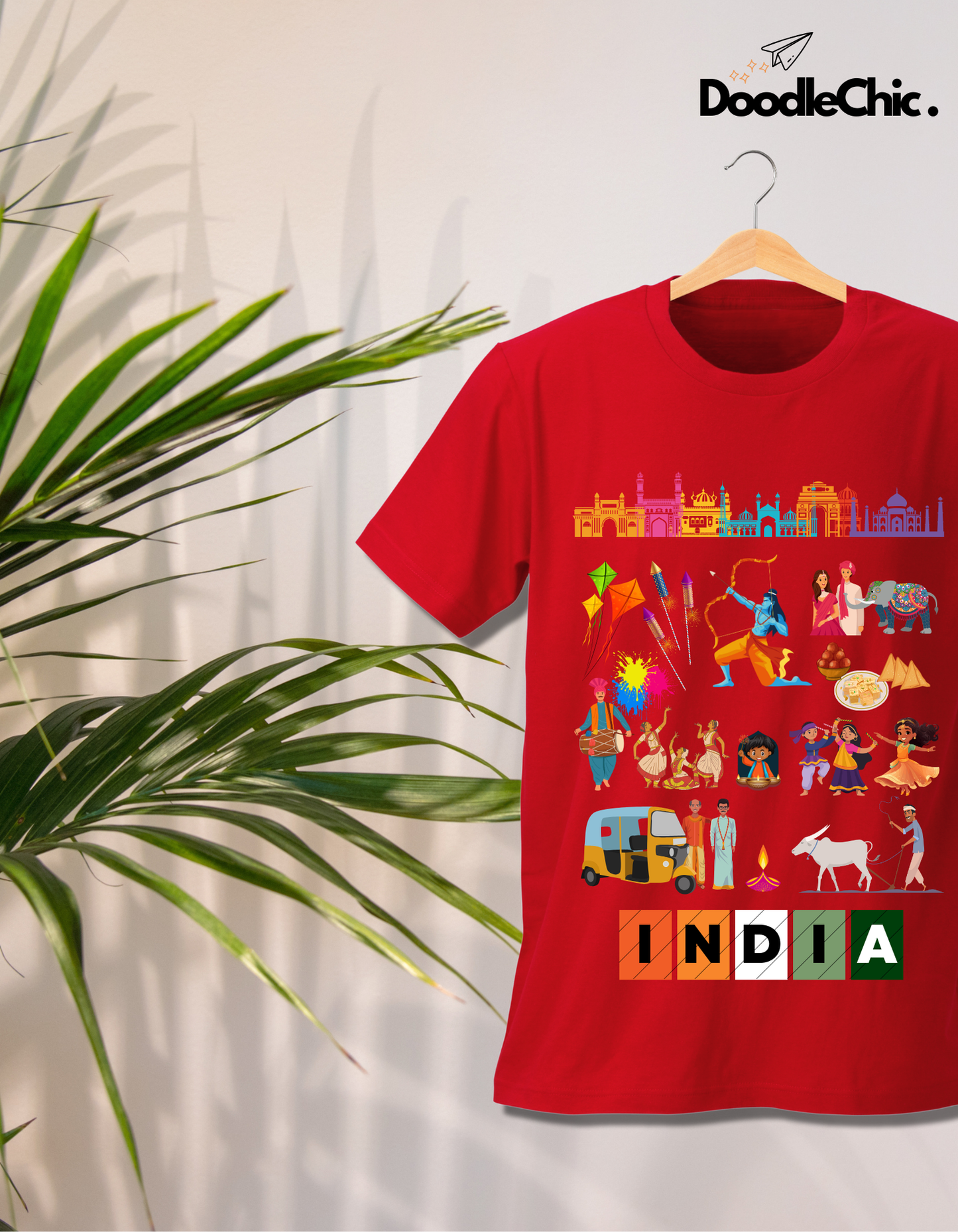 India Kids Organic Cotton T-shirt Red from DoodleChic