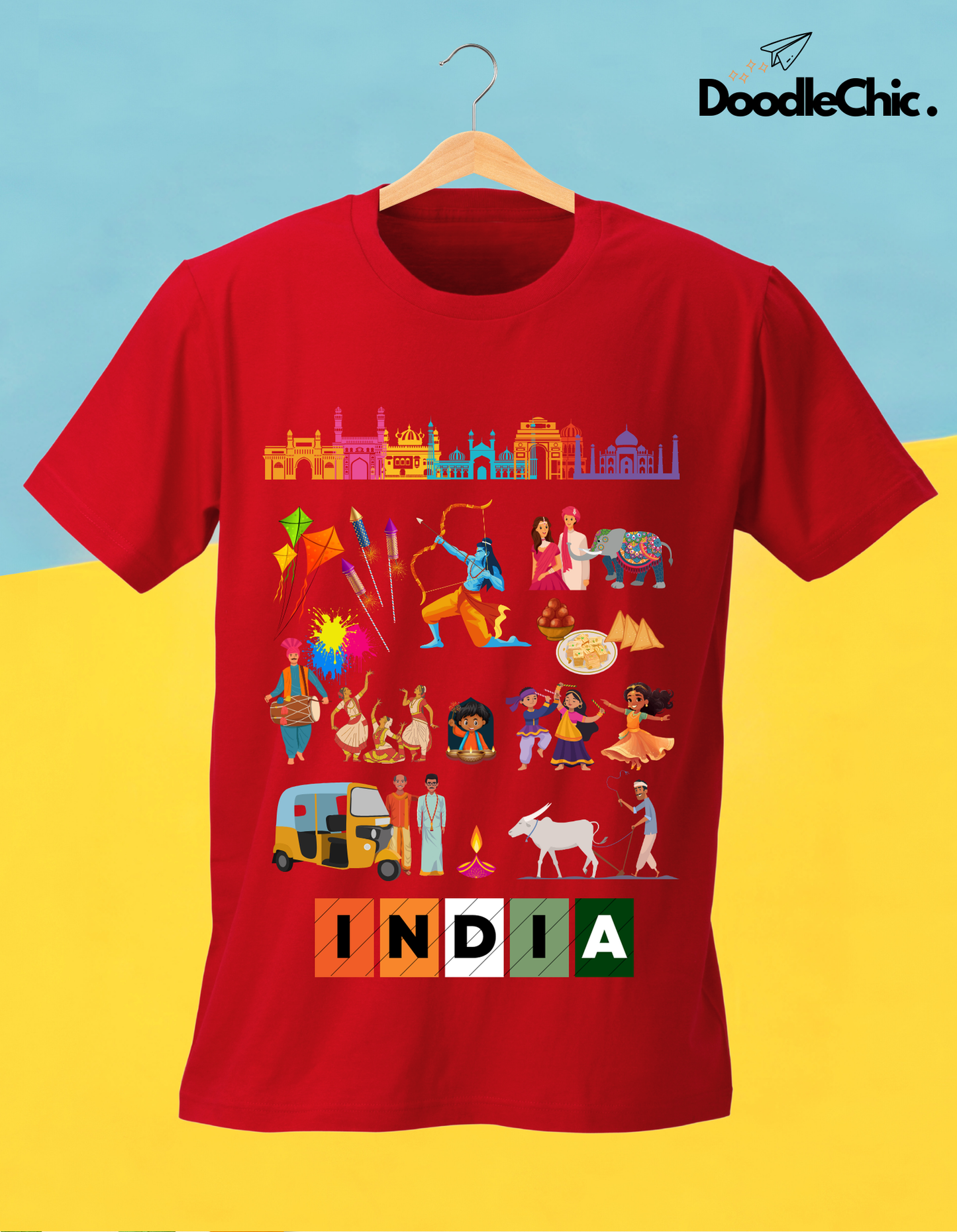 India Kids Organic Cotton T-shirt Red from DoodleChic