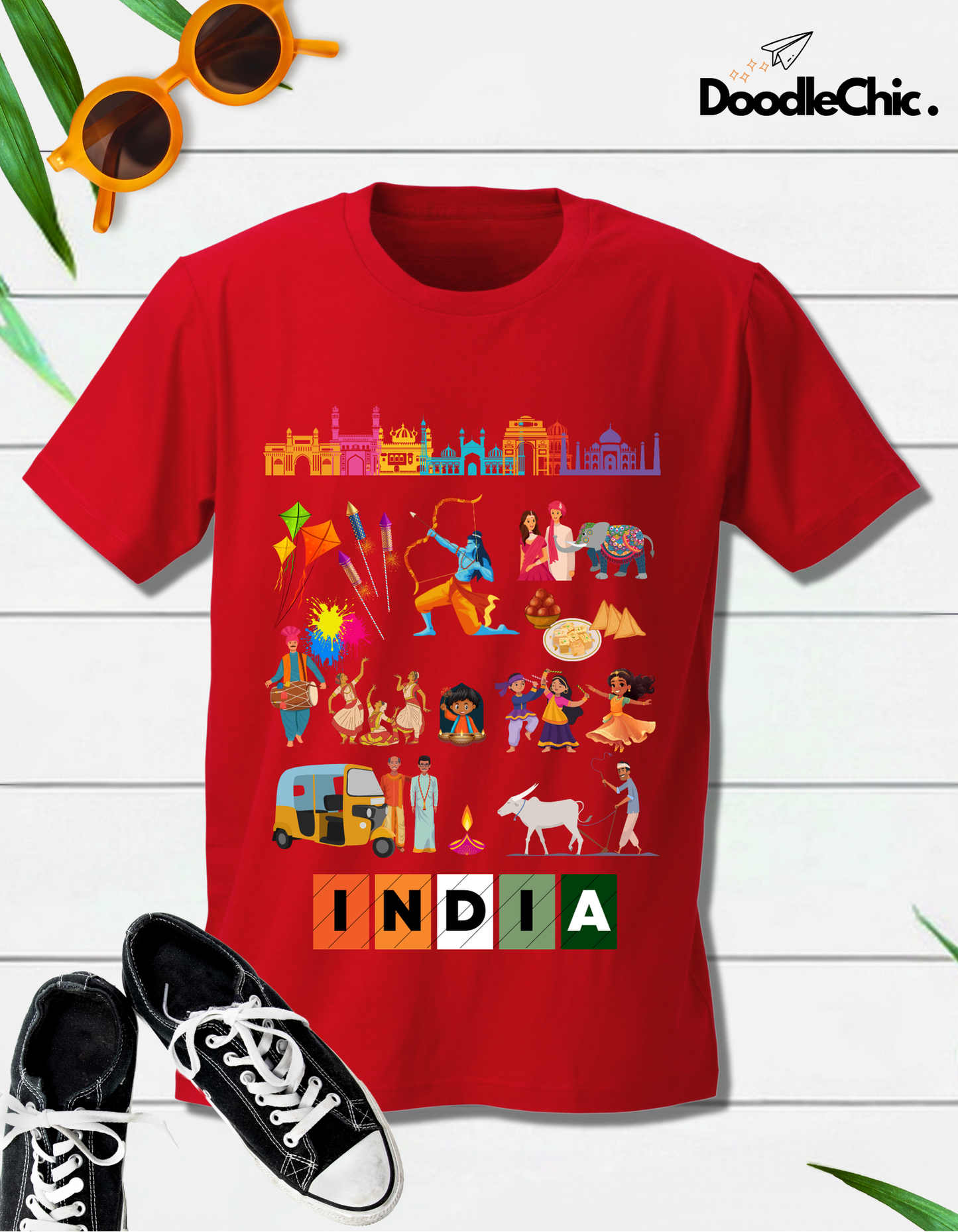 India Kids Organic Cotton T-shirt Red from DoodleChic