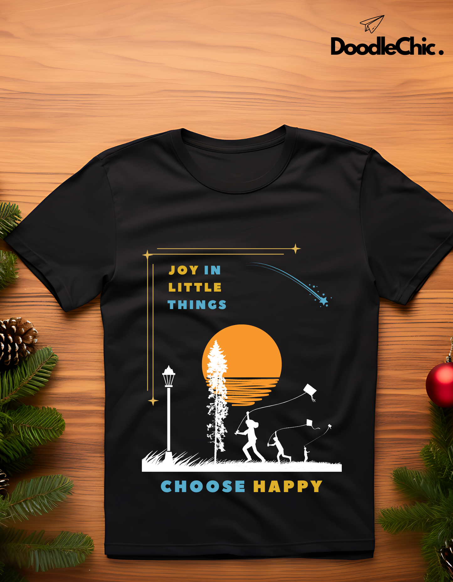 Joy in Little Things Kids Organic Cotton T-shirt Black from DoodleChic