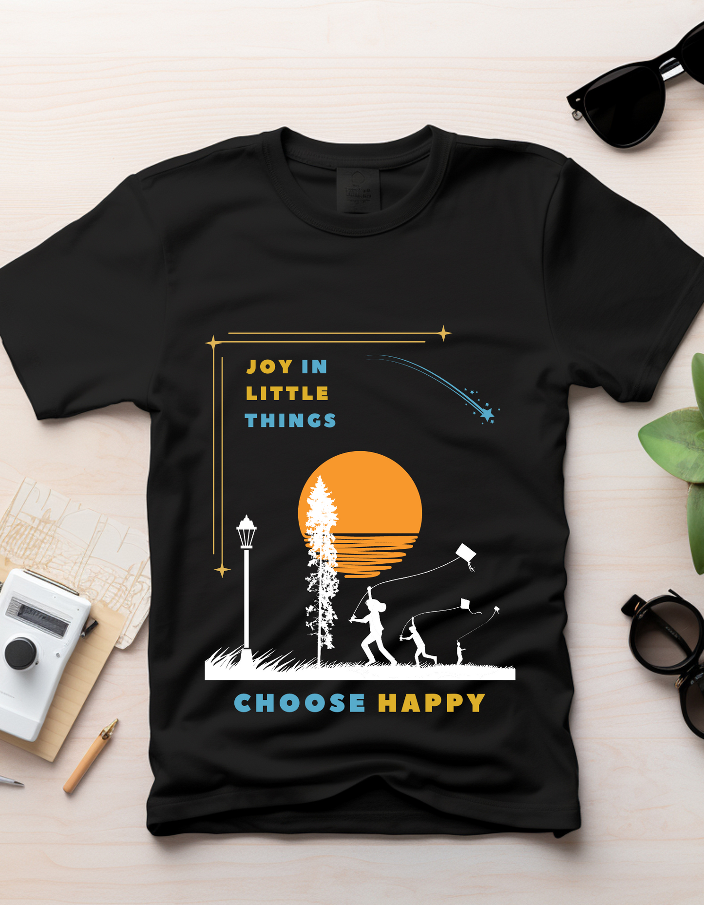Joy in Little Things Kids Organic Cotton T-shirt Black from DoodleChic