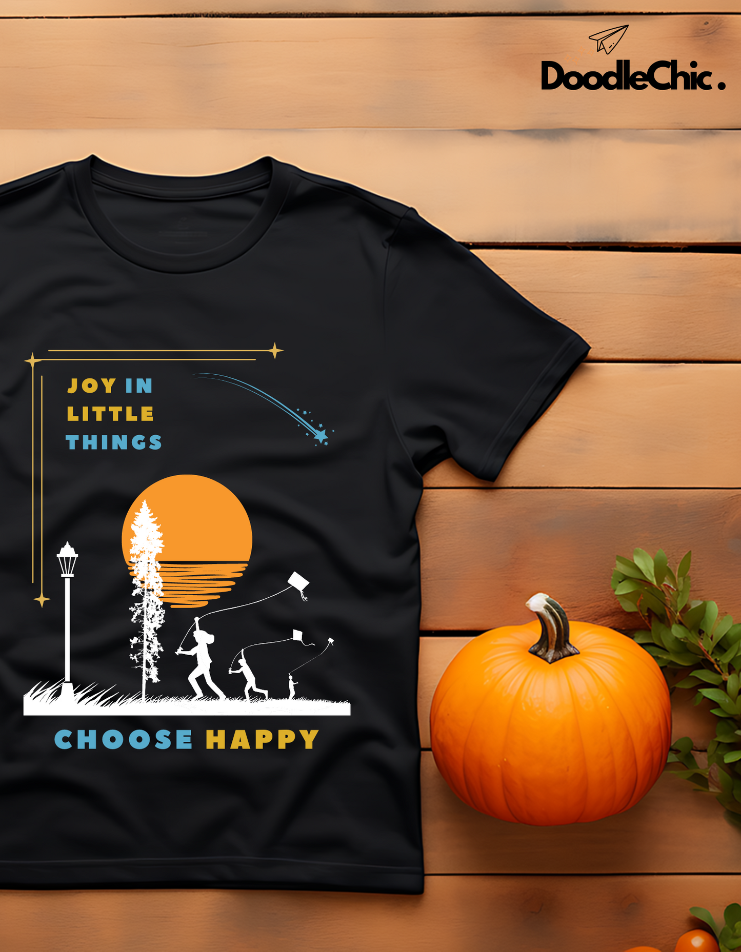 Joy in Little Things Kids Organic Cotton T-shirt Black from DoodleChic