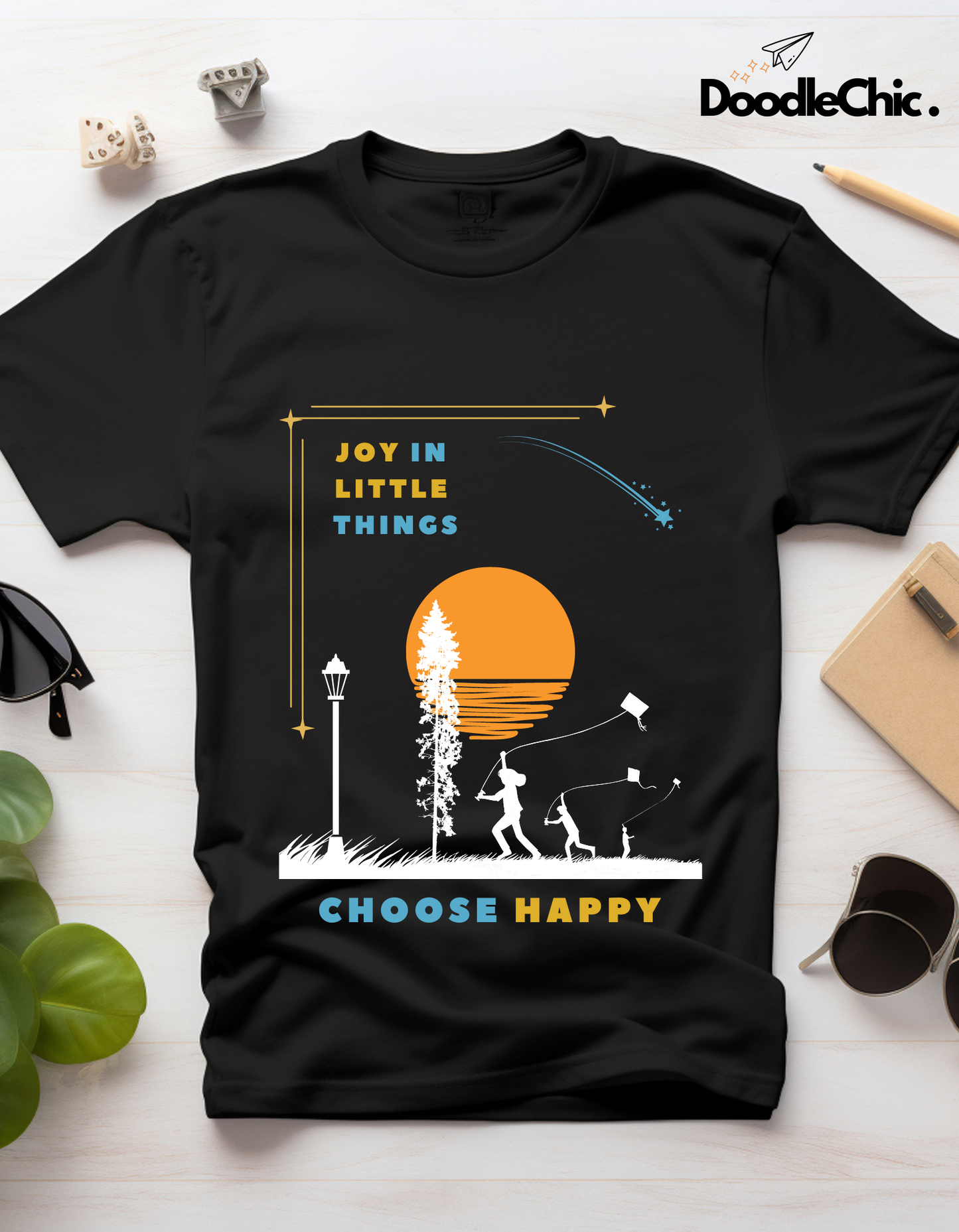 Joy in Little Things Kids Organic Cotton T-shirt Black from DoodleChic