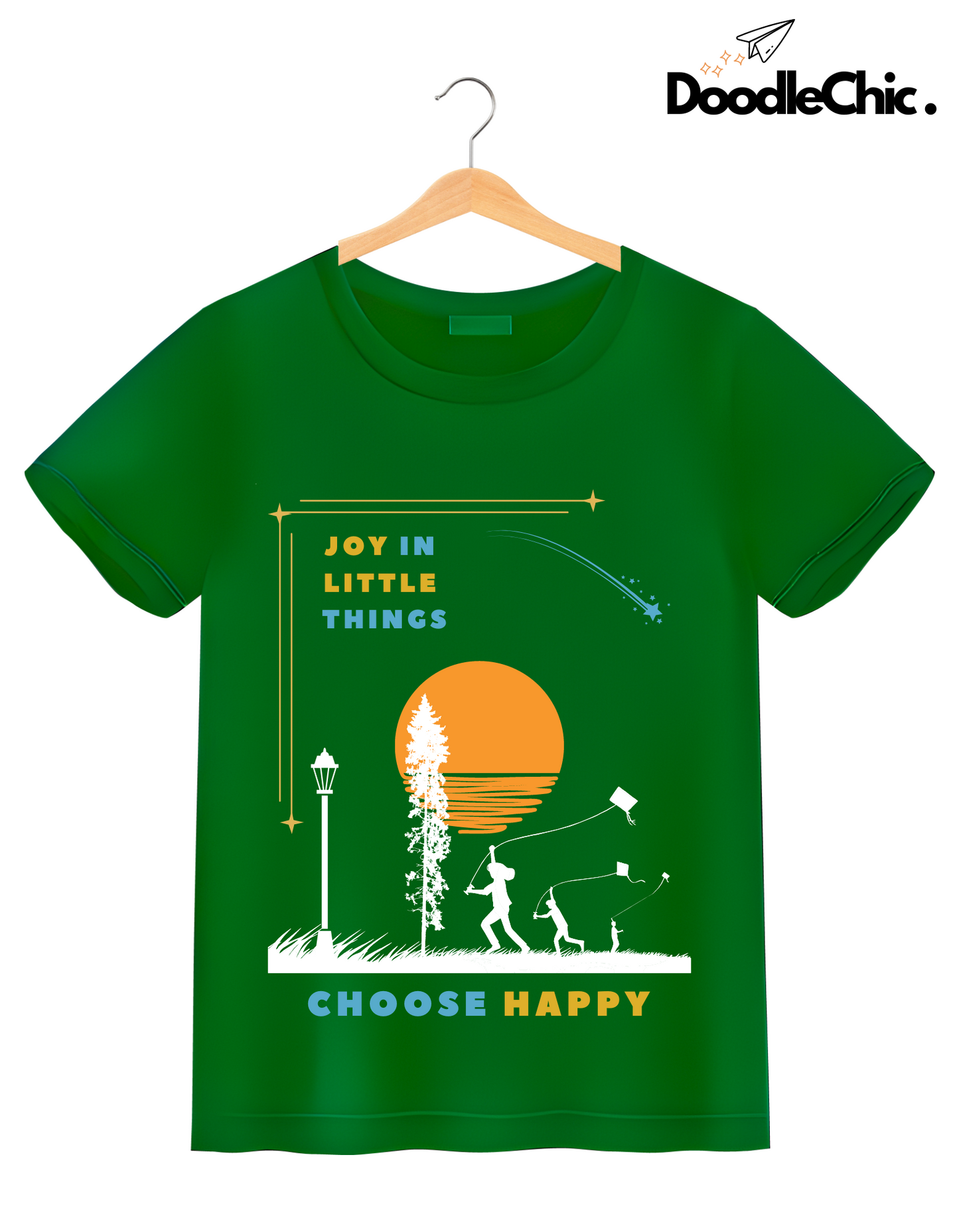 Joy in Little Things Kids Organic Cotton T-shirt Green from DoodleChic