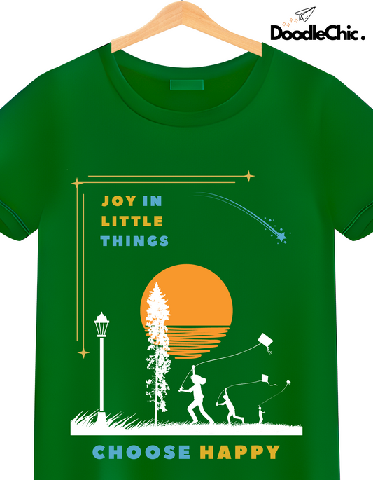 Joy in Little Things Kids Organic Cotton T-shirt Green from DoodleChic