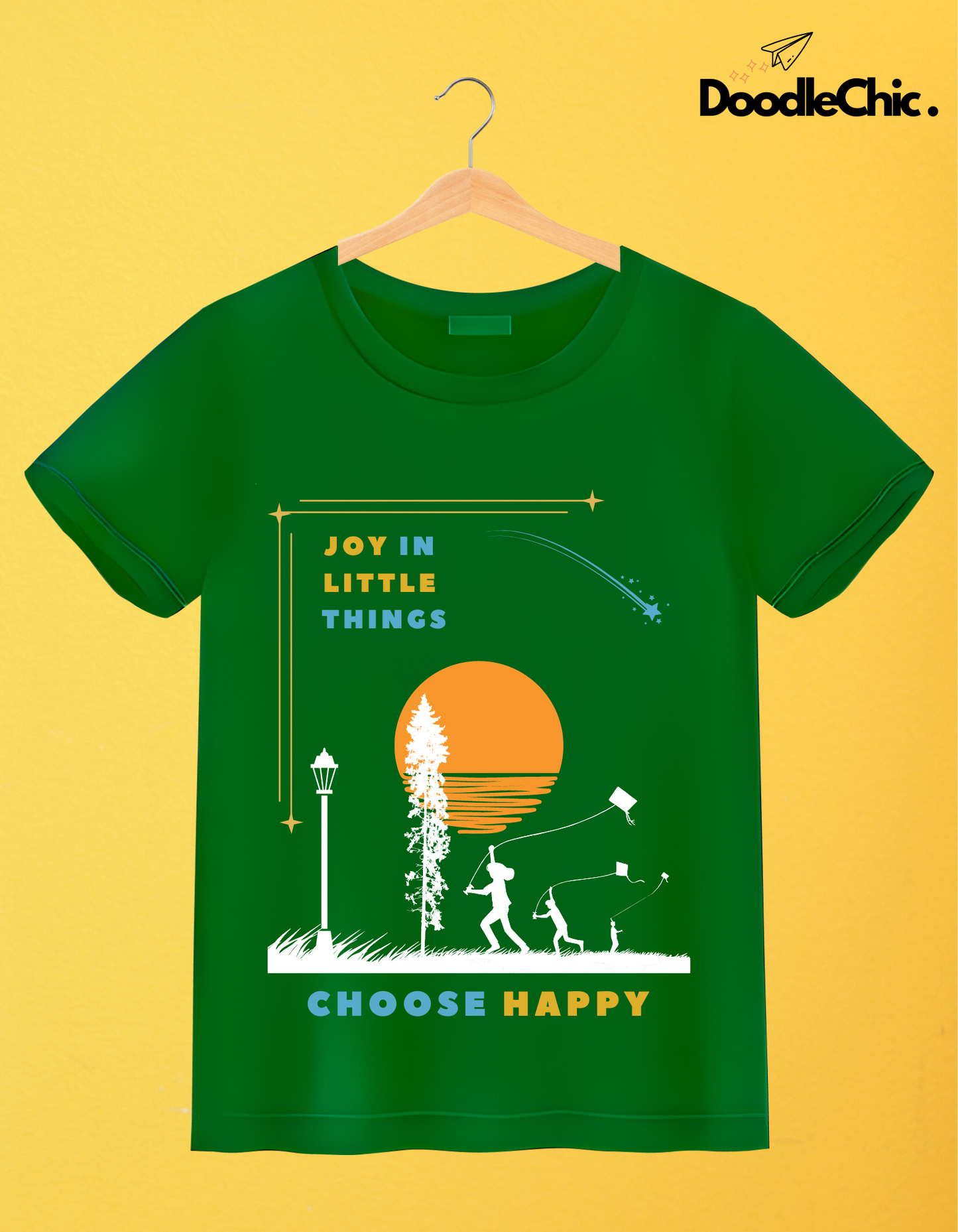 Joy in Little Things Kids Organic Cotton T-shirt Green from DoodleChic