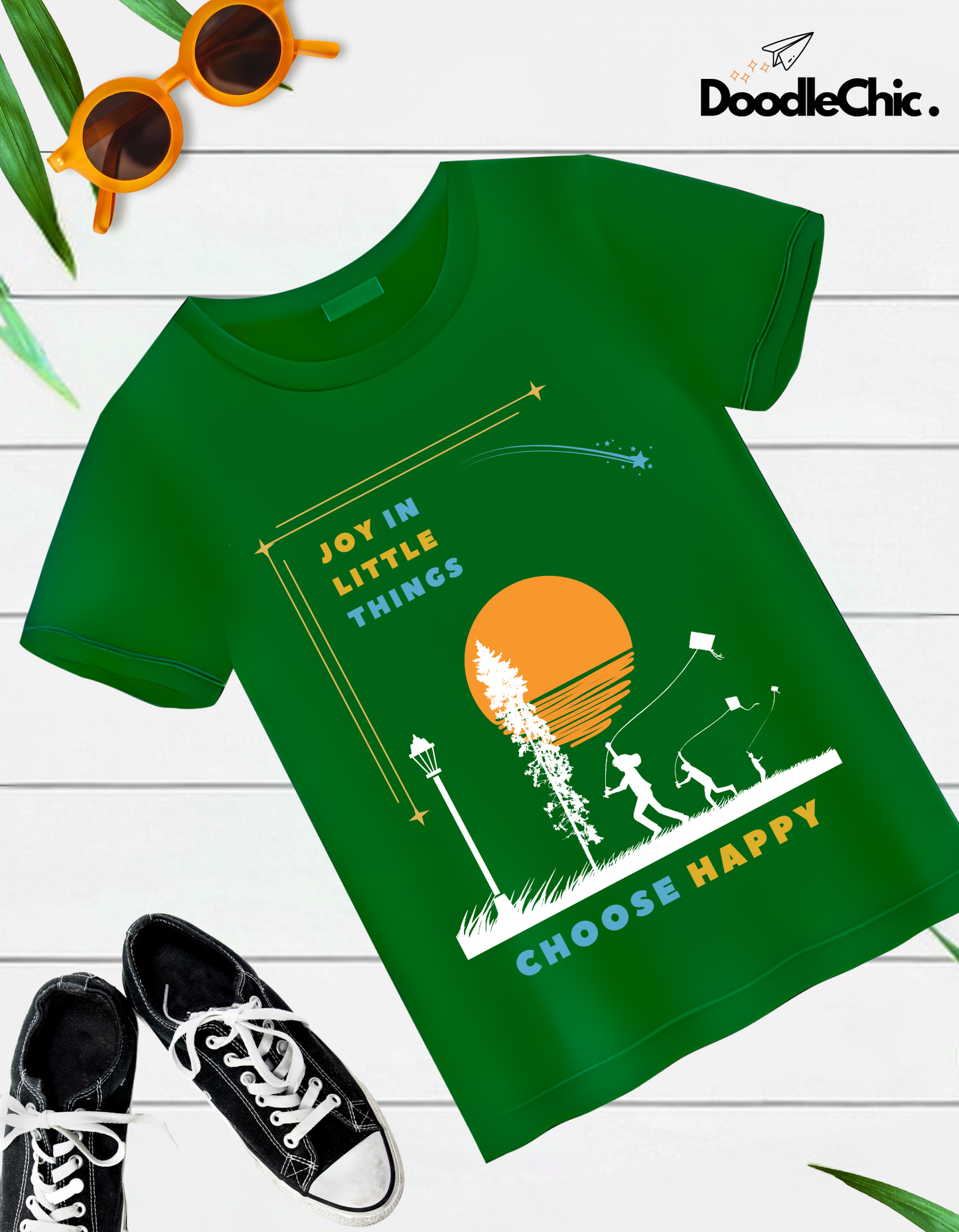 Joy in Little Things Kids Organic Cotton T-shirt Green from DoodleChic