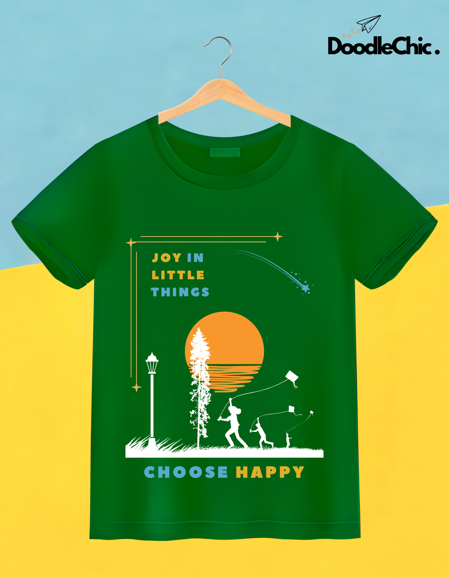 Joy in Little Things Kids Organic Cotton T-shirt Green from DoodleChic