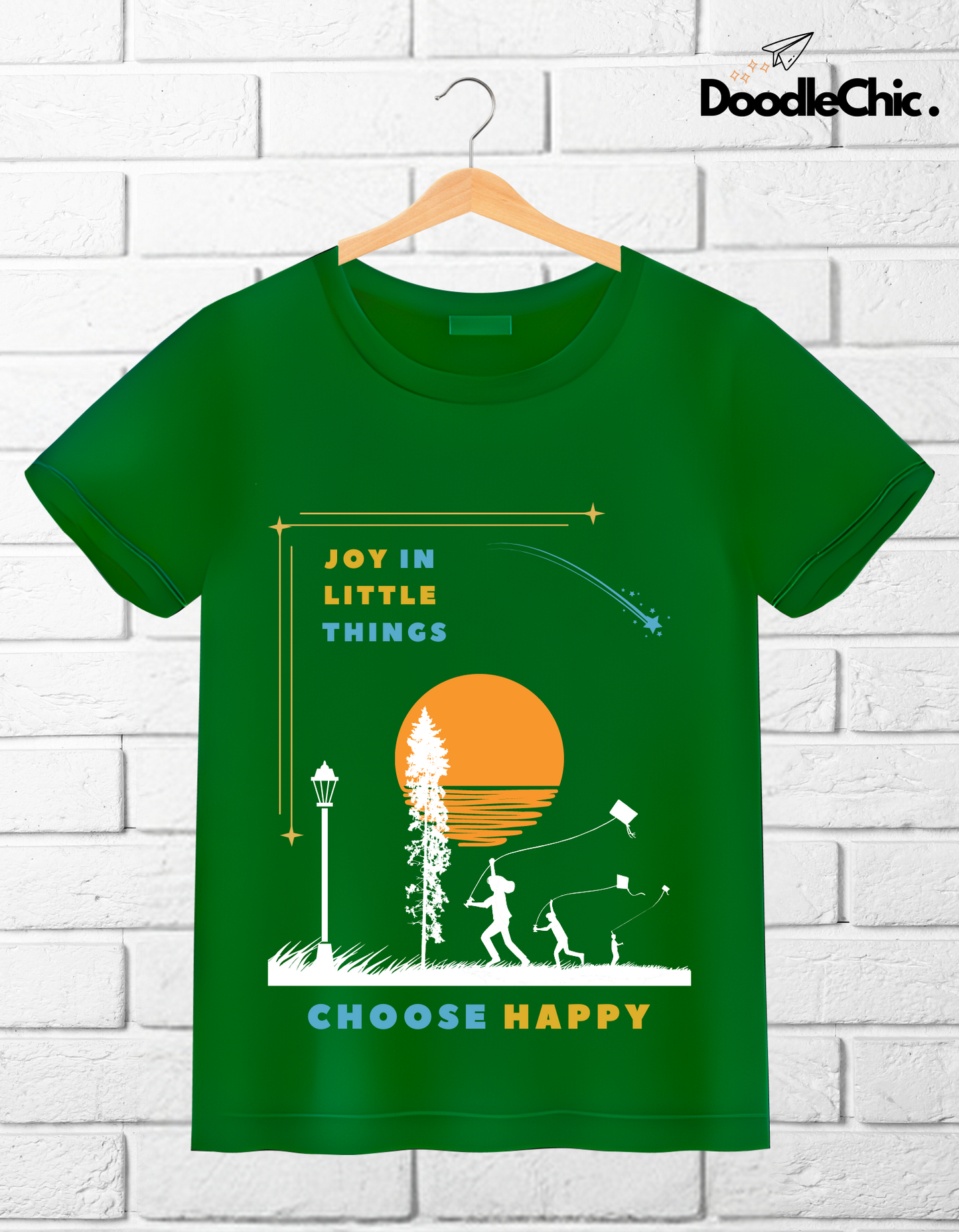 Joy in Little Things Kids Organic Cotton T-shirt Green from DoodleChic