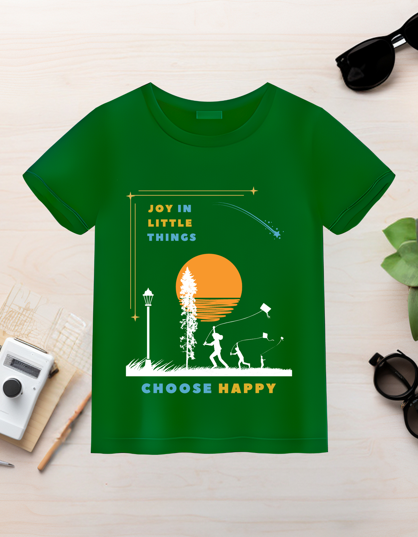 Joy in Little Things Kids Organic Cotton T-shirt Green from DoodleChic