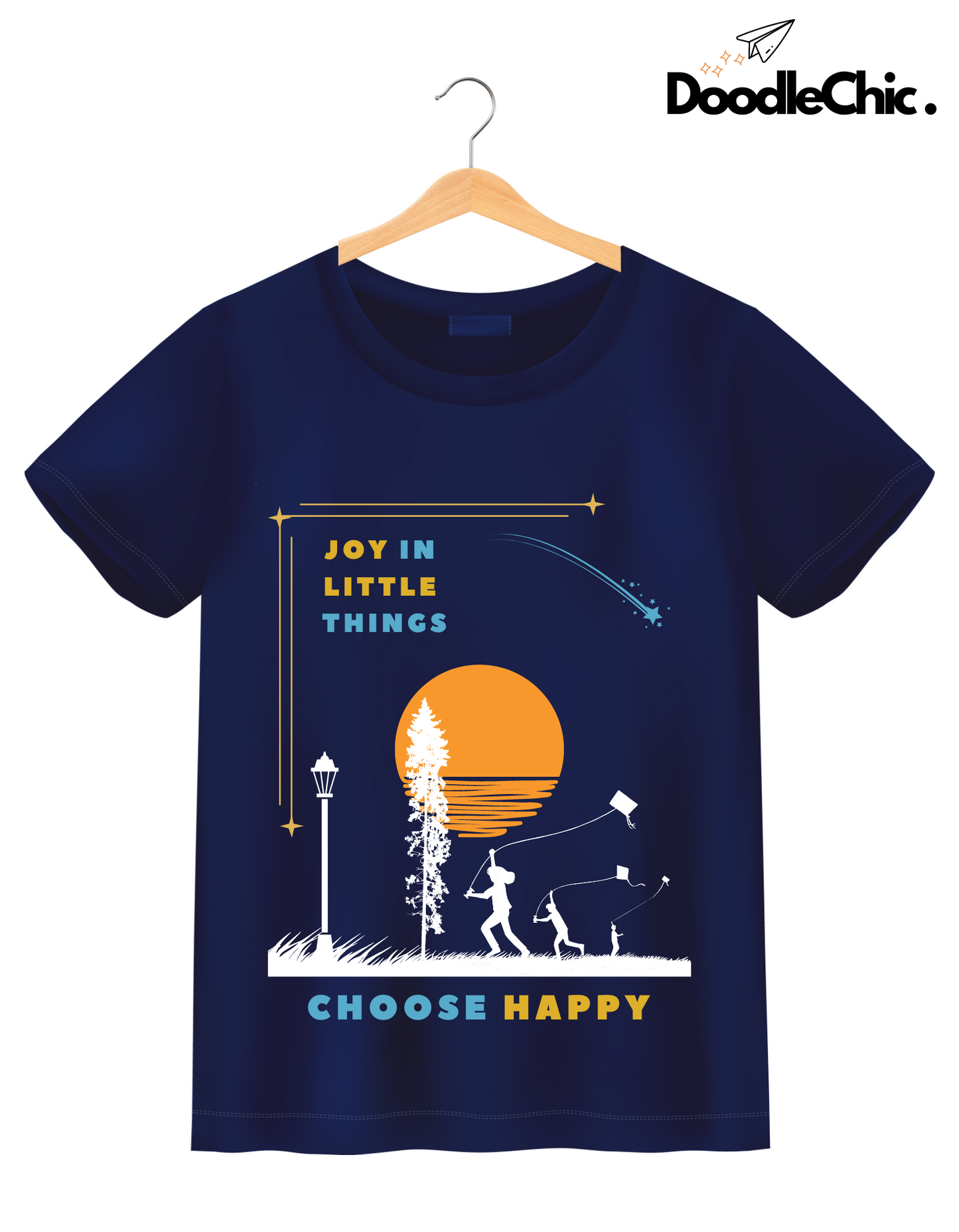 Joy in Little Things Kids Organic Cotton T-shirt Navy Blue from DoodleChic