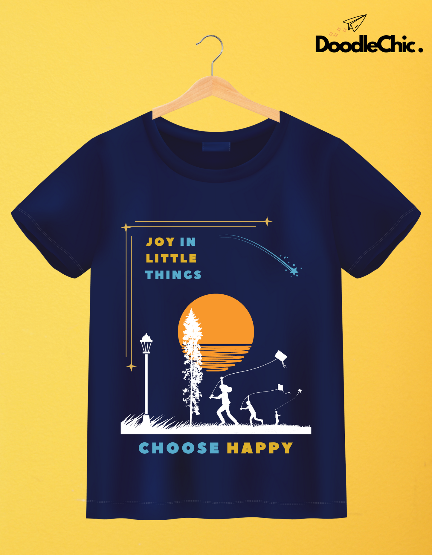 Joy in Little Things Kids Organic Cotton T-shirt Navy Blue from DoodleChic