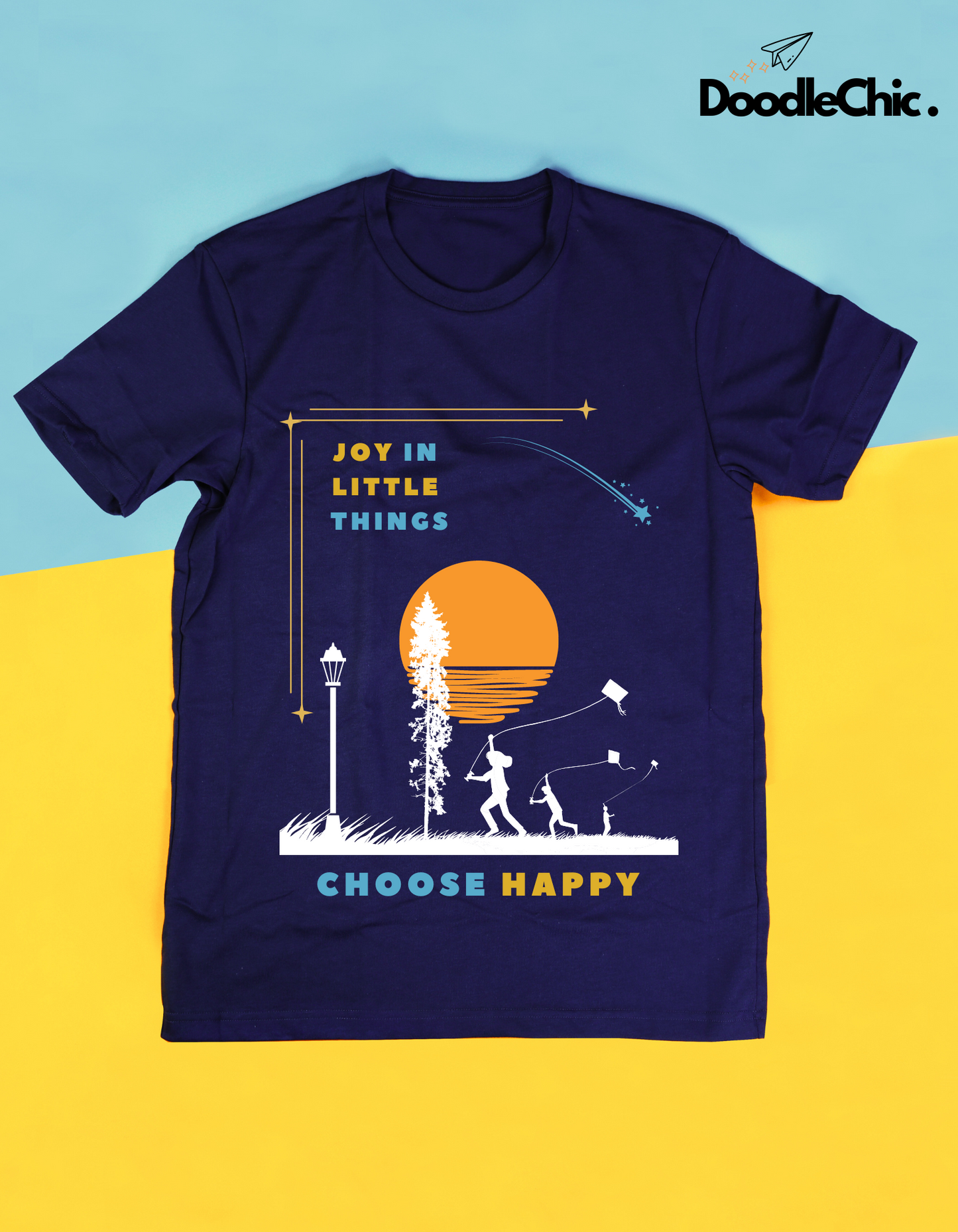 Joy in Little Things Kids Organic Cotton T-shirt Navy Blue from DoodleChic