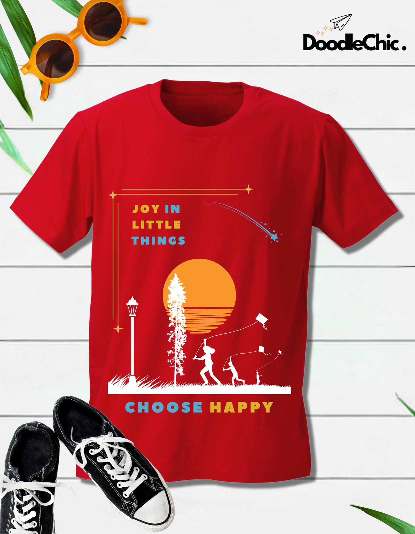 Joy in Little Things Kids Organic Cotton T-shirt Red from DoodleChic