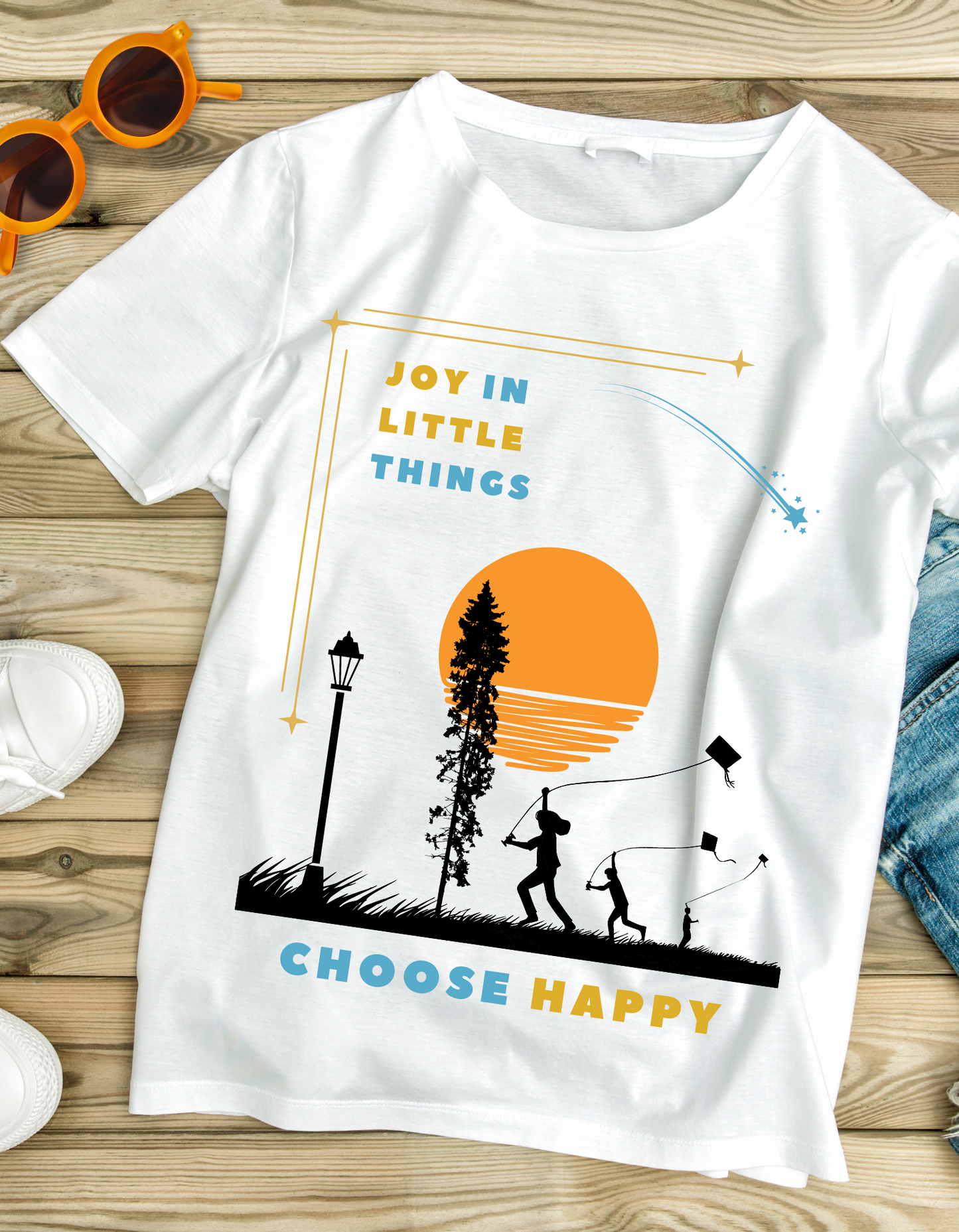 Joy in Little Things Kids Organic Cotton T-shirt White from DoodleChic