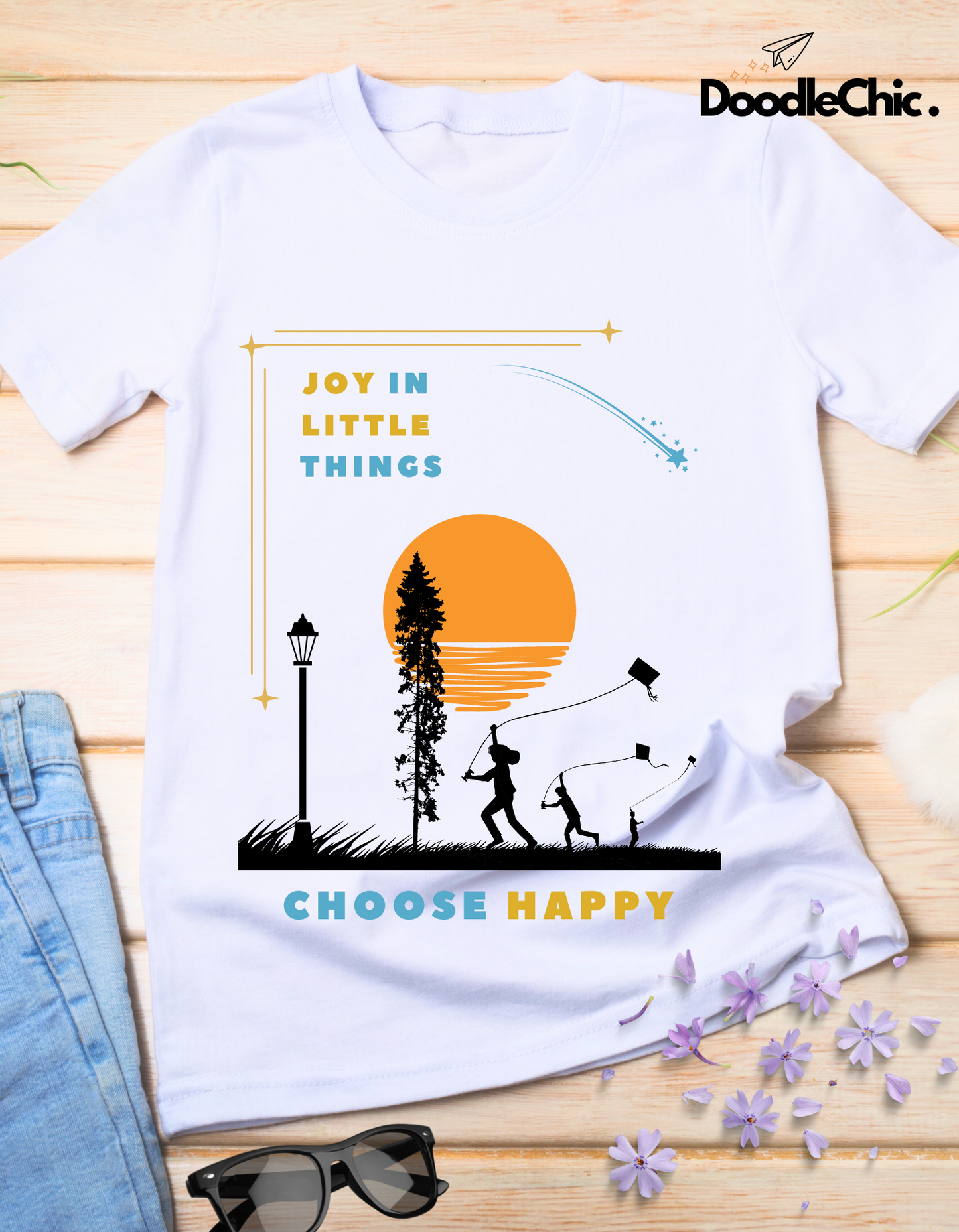 Joy in Little Things Kids Organic Cotton T-shirt White from DoodleChic