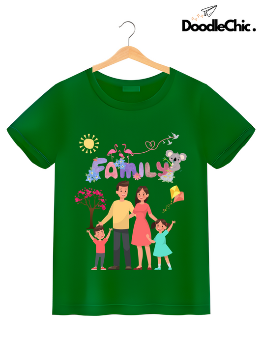 My Family Kids Organic Cotton T-shirt Green from DoodleChic