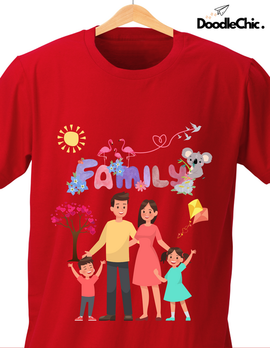 My Family Kids Organic Cotton T-shirt Red from DoodleChic