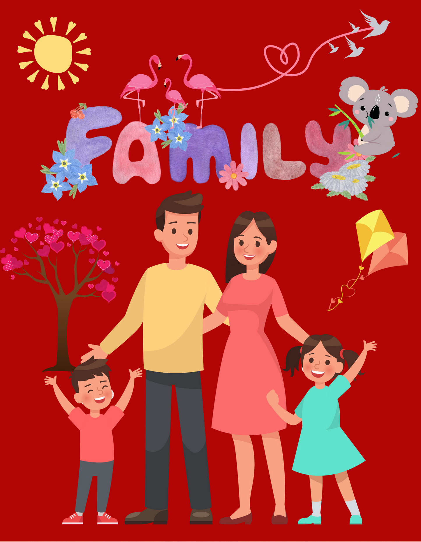 My Family Kids Organic Cotton T-shirt Red from DoodleChic