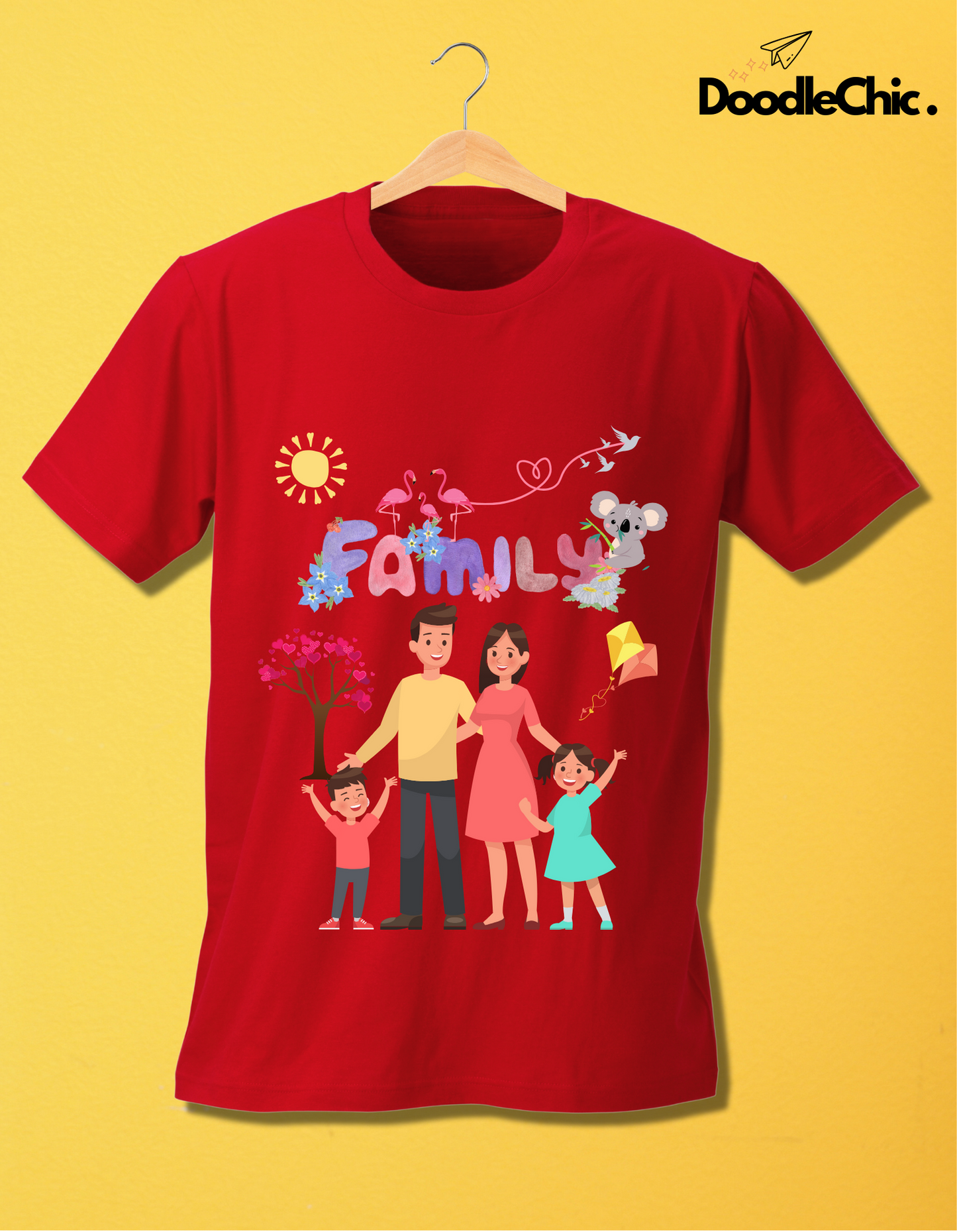My Family Kids Organic Cotton T-shirt Red from DoodleChic