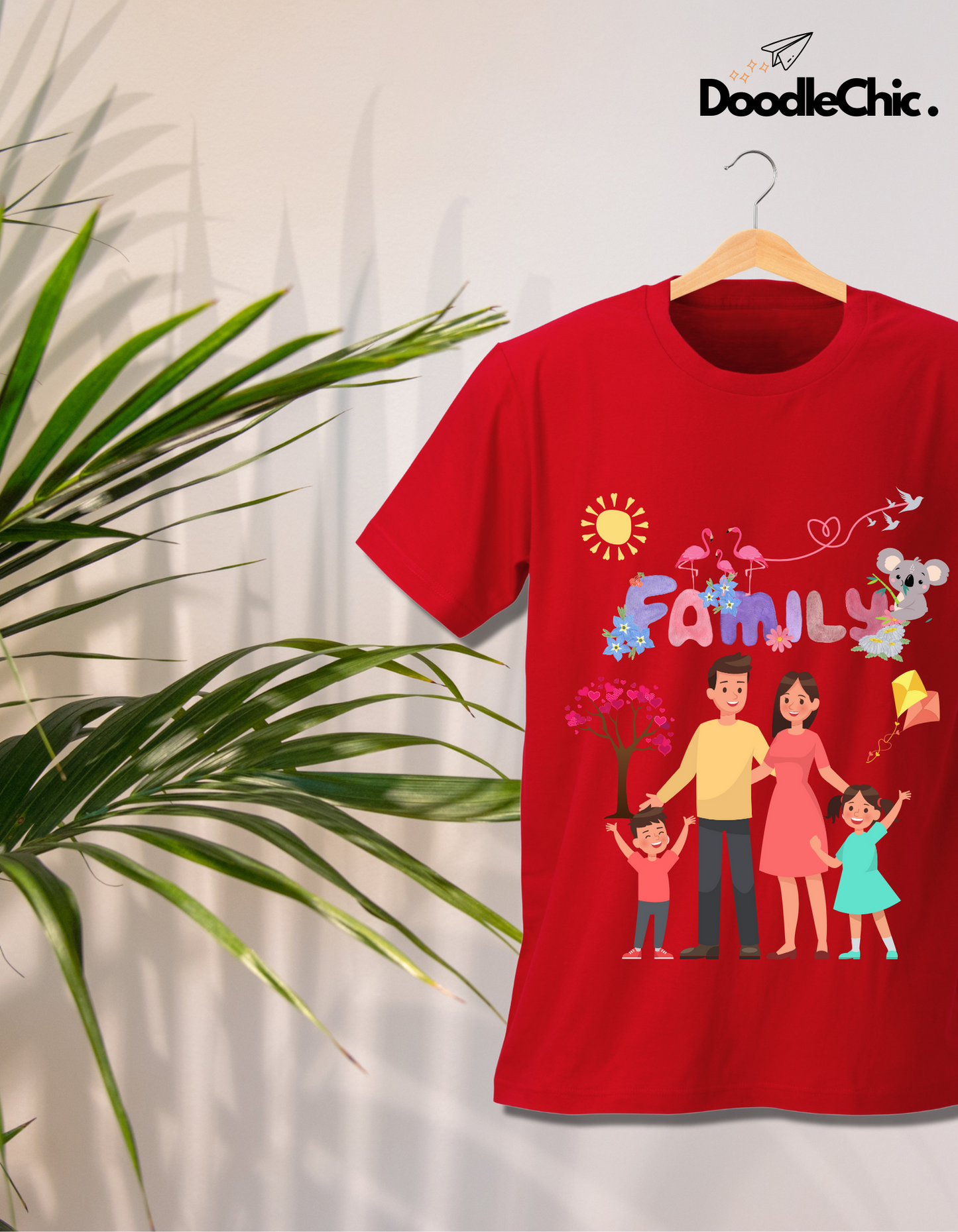 My Family Kids Organic Cotton T-shirt Red from DoodleChic