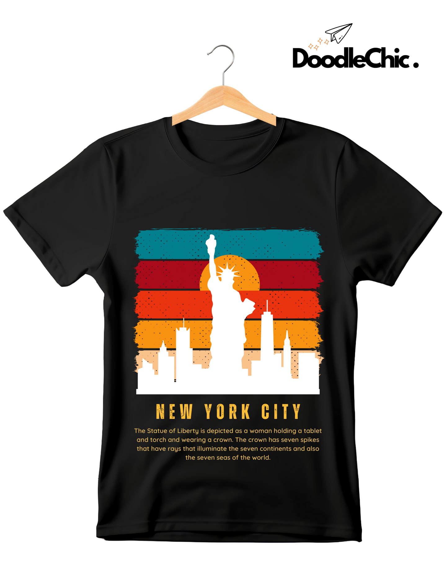 New York City NYC Kids Organic Cotton T-shirt Black from DoodleChic