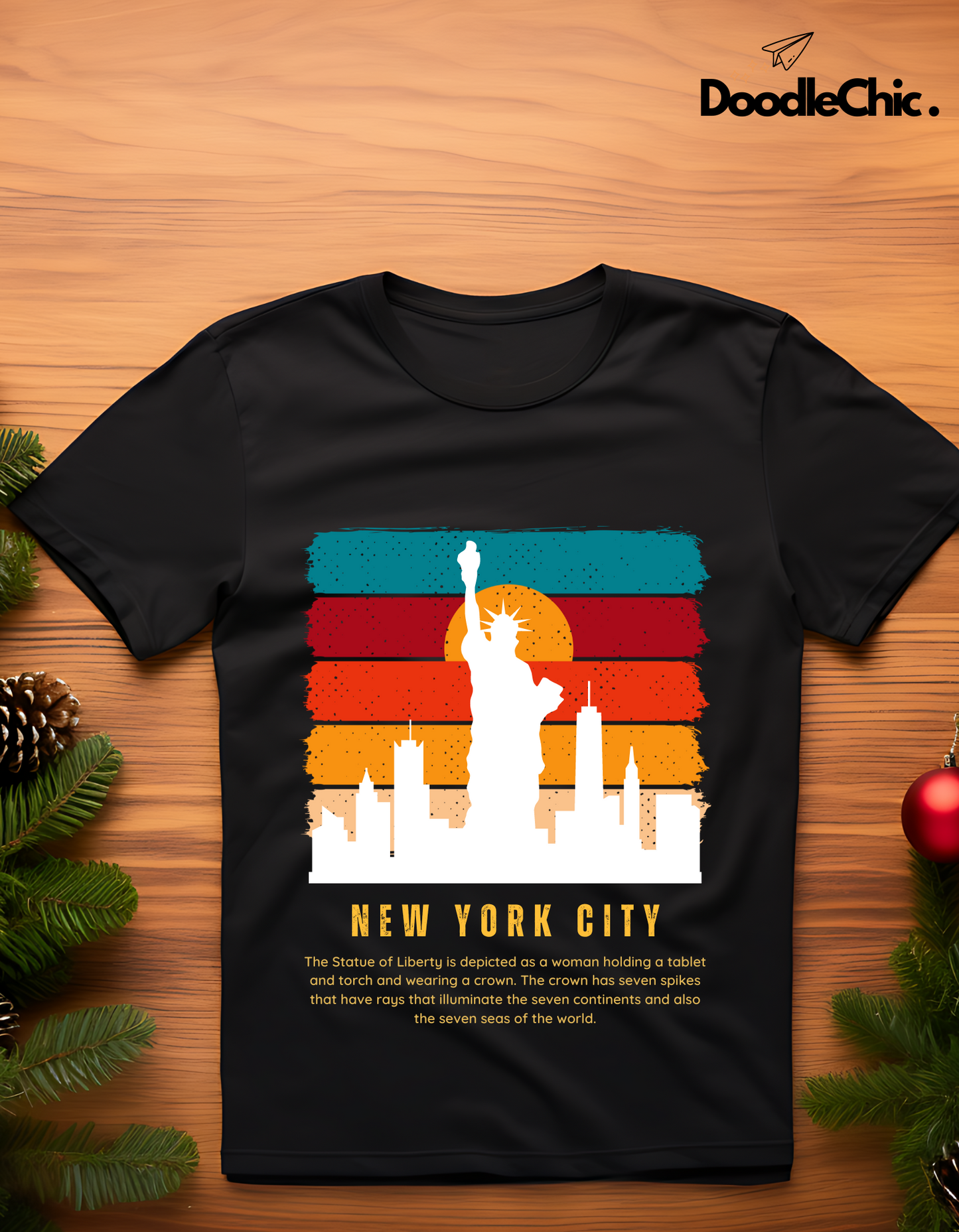 New York City NYC Kids Organic Cotton T-shirt Black from DoodleChic