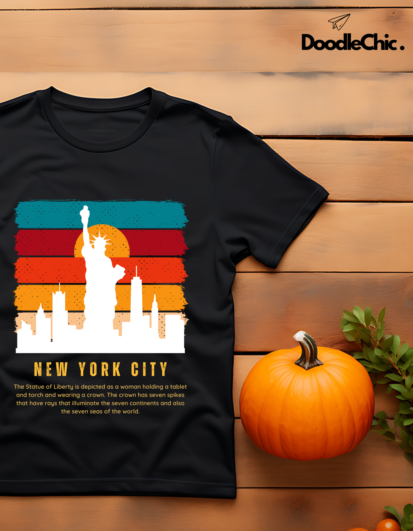 New York City NYC Kids Organic Cotton T-shirt Black from DoodleChic