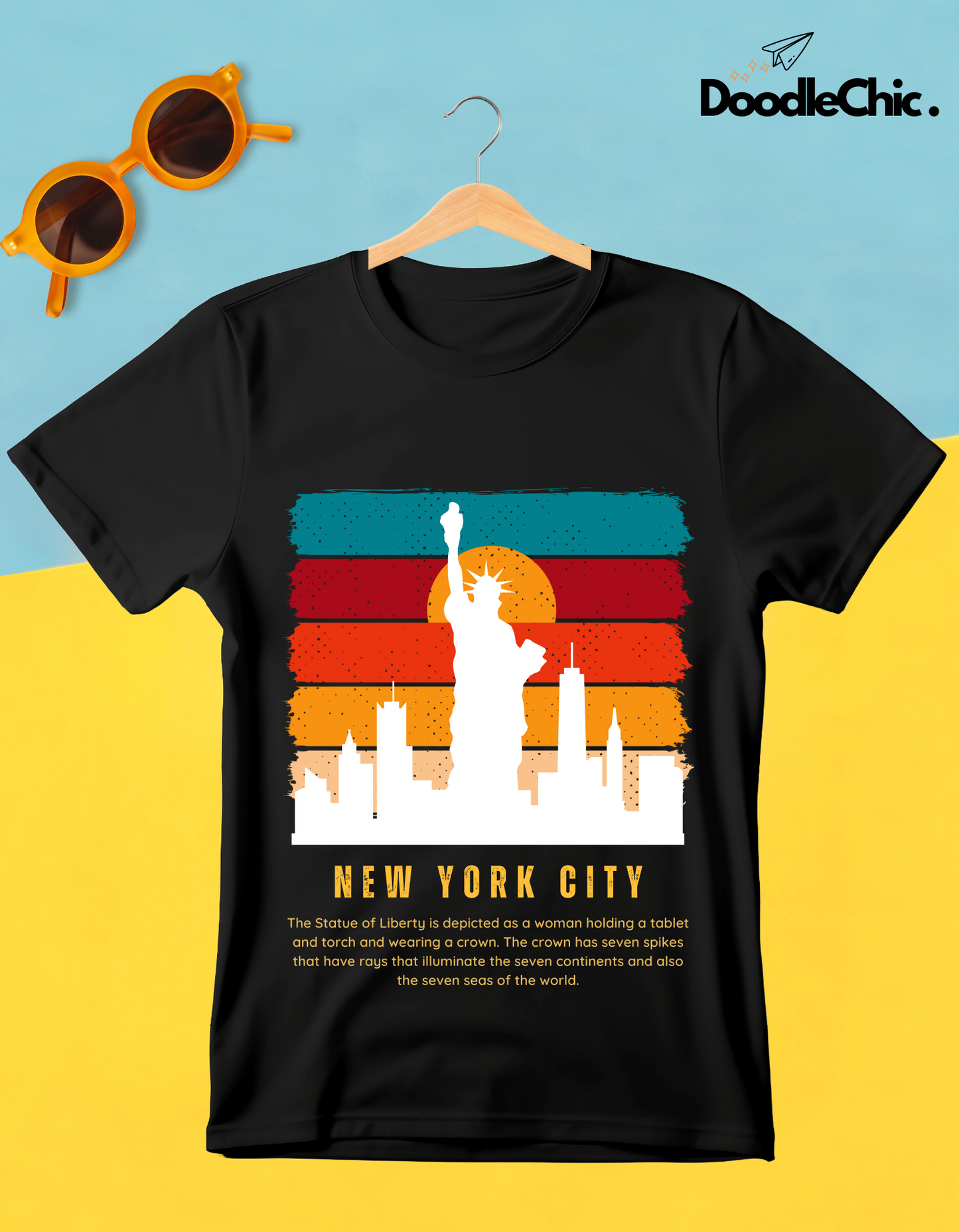 New York City NYC Kids Organic Cotton T-shirt Black from DoodleChic