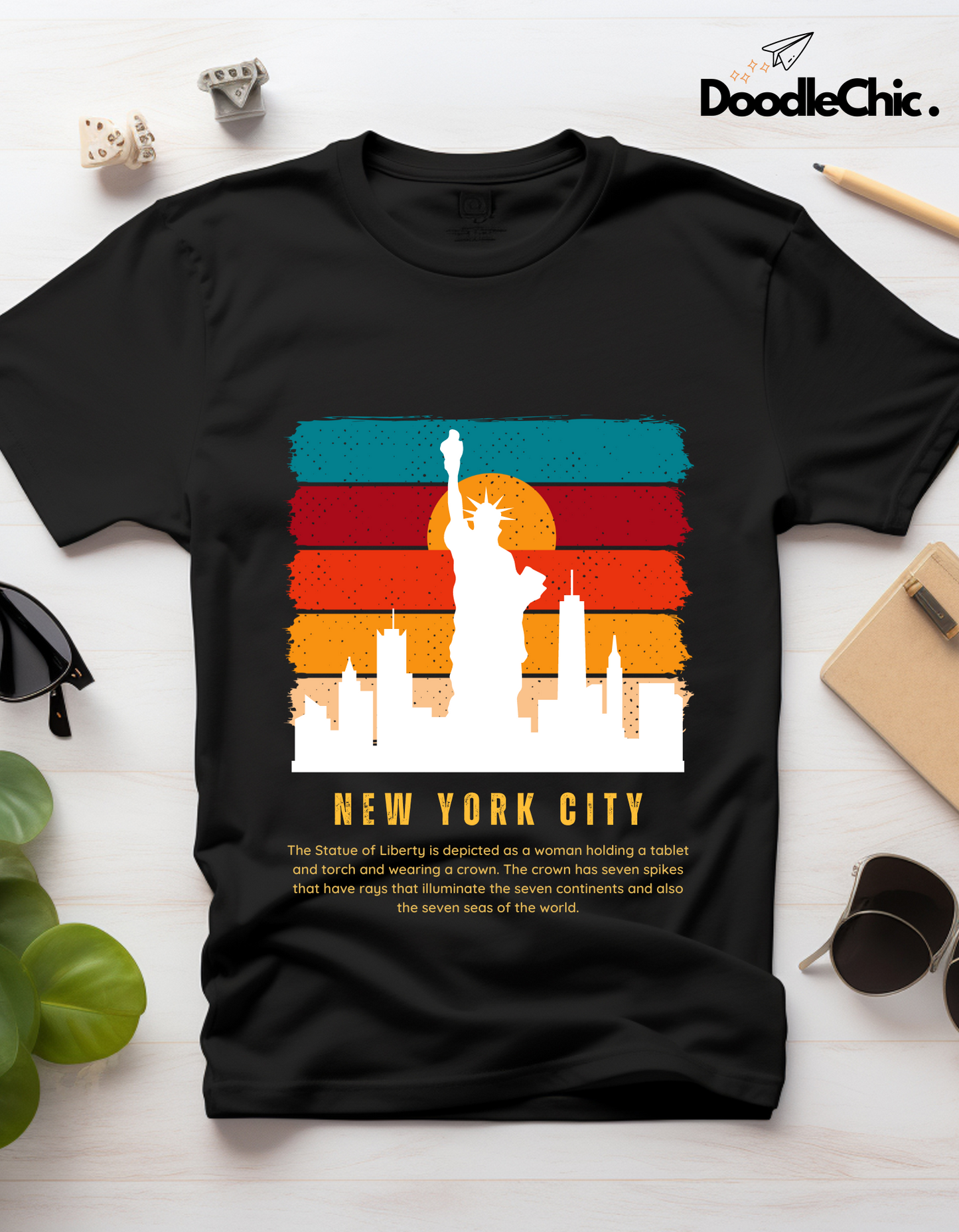 New York City NYC Kids Organic Cotton T-shirt Black from DoodleChic