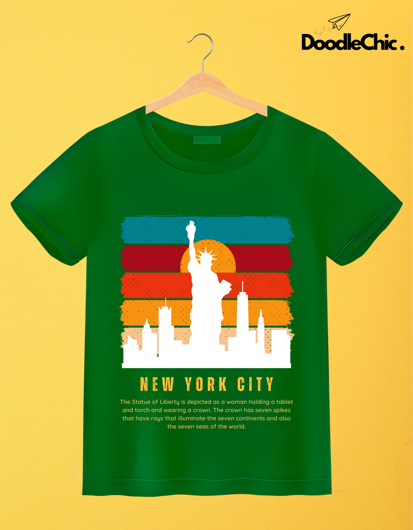 New York City NYC Kids Organic Cotton T-shirt Green from DoodleChic