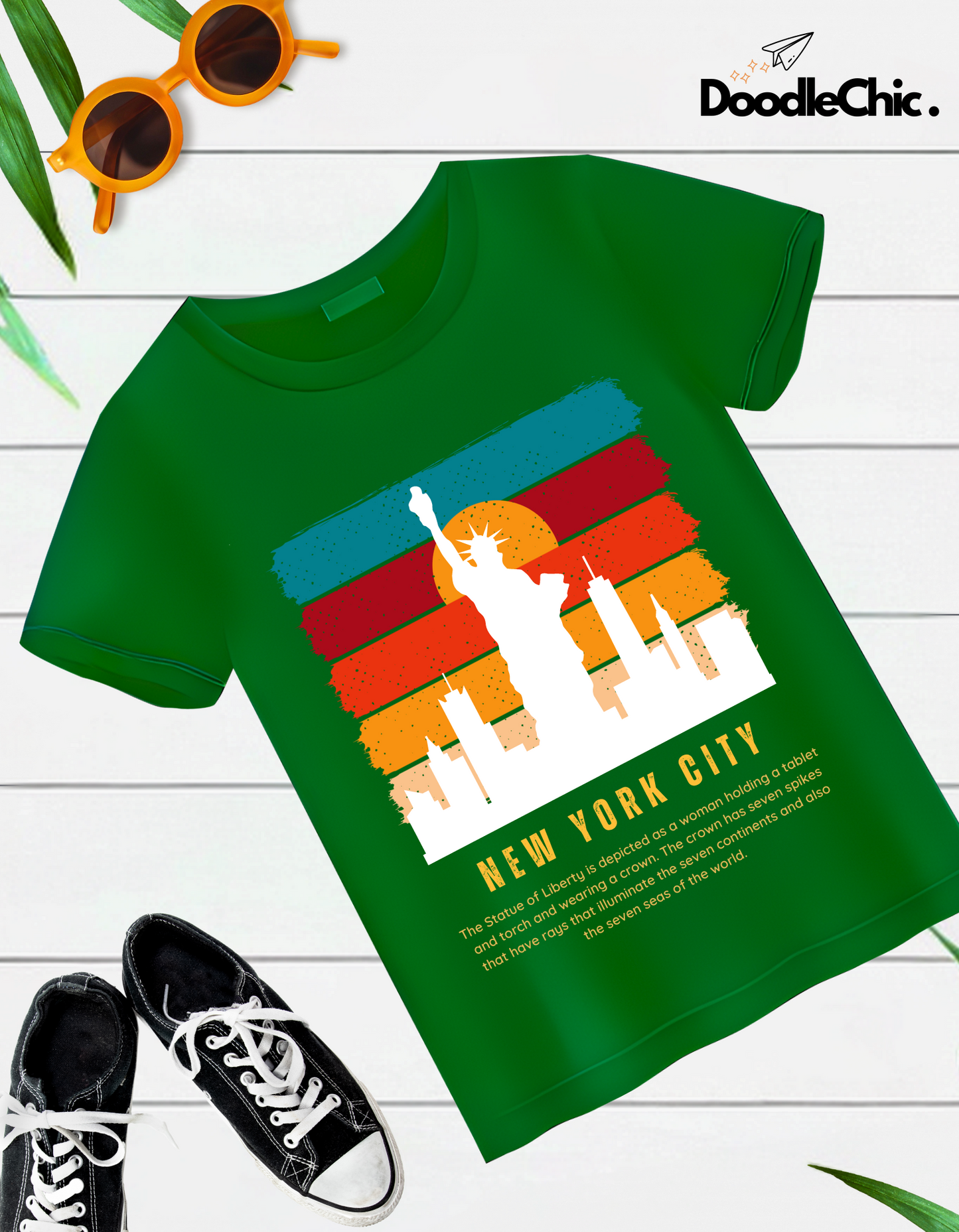 New York City NYC Kids Organic Cotton T-shirt Green from DoodleChic