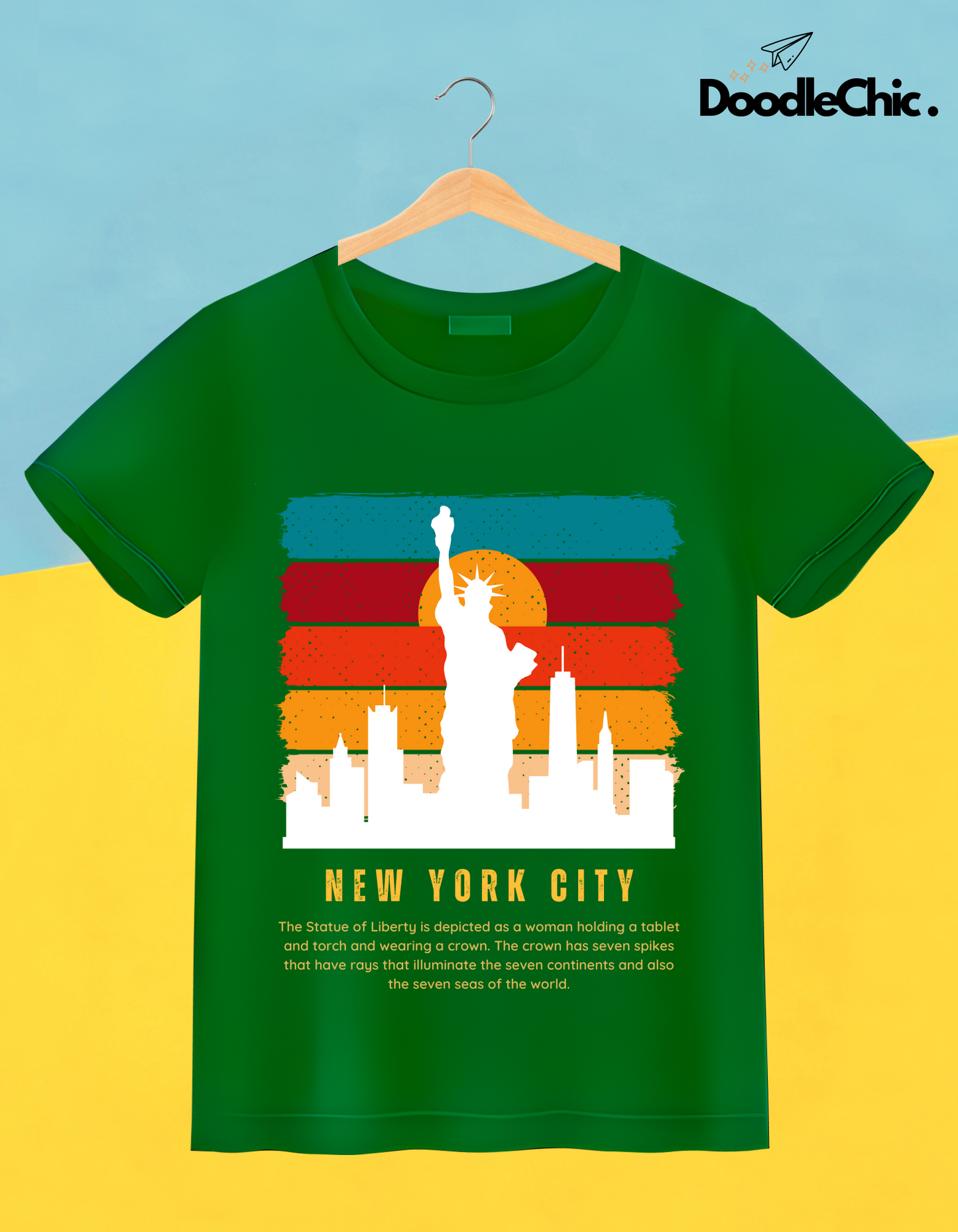 New York City NYC Kids Organic Cotton T-shirt Green from DoodleChic