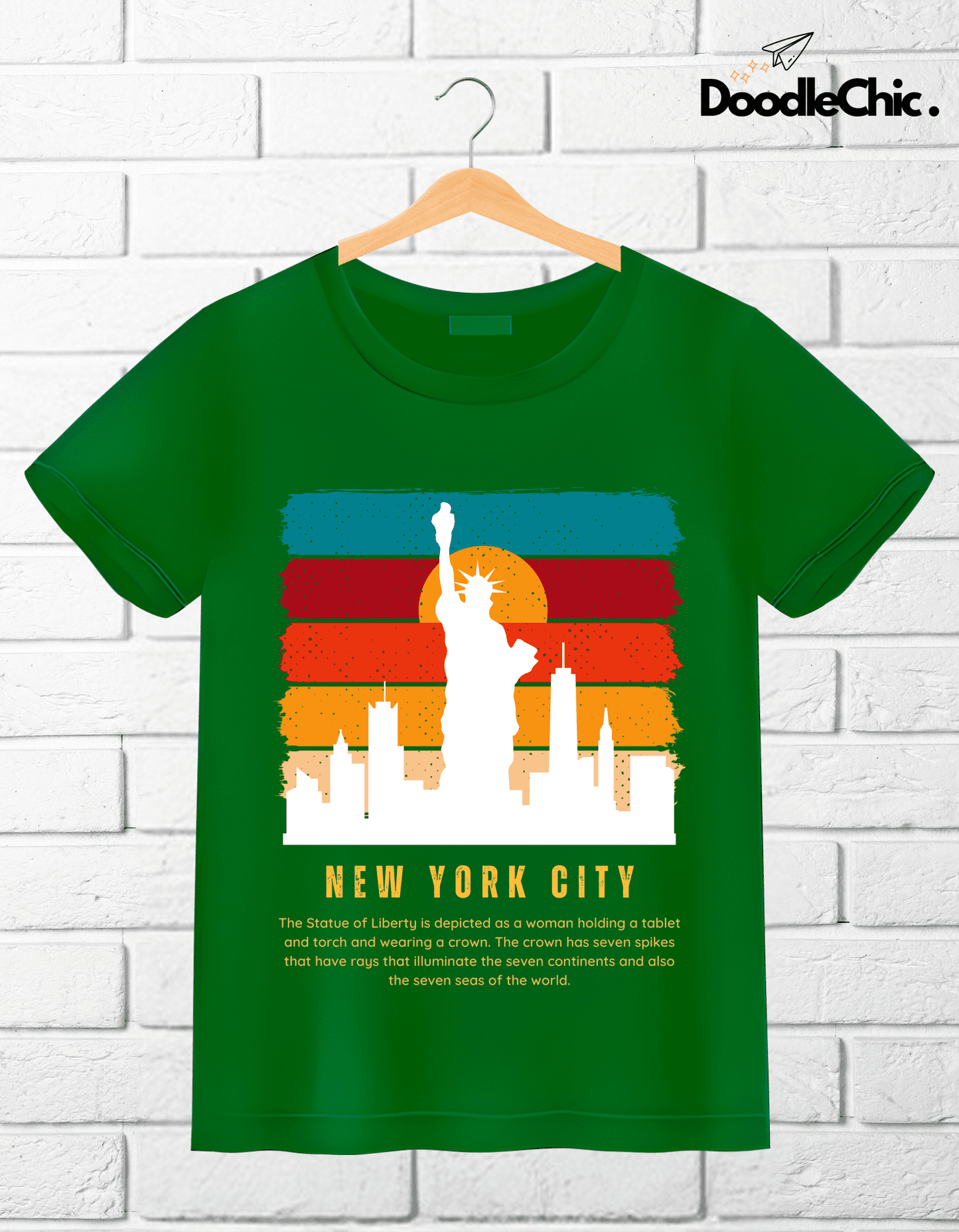 New York City NYC Kids Organic Cotton T-shirt Green from DoodleChic